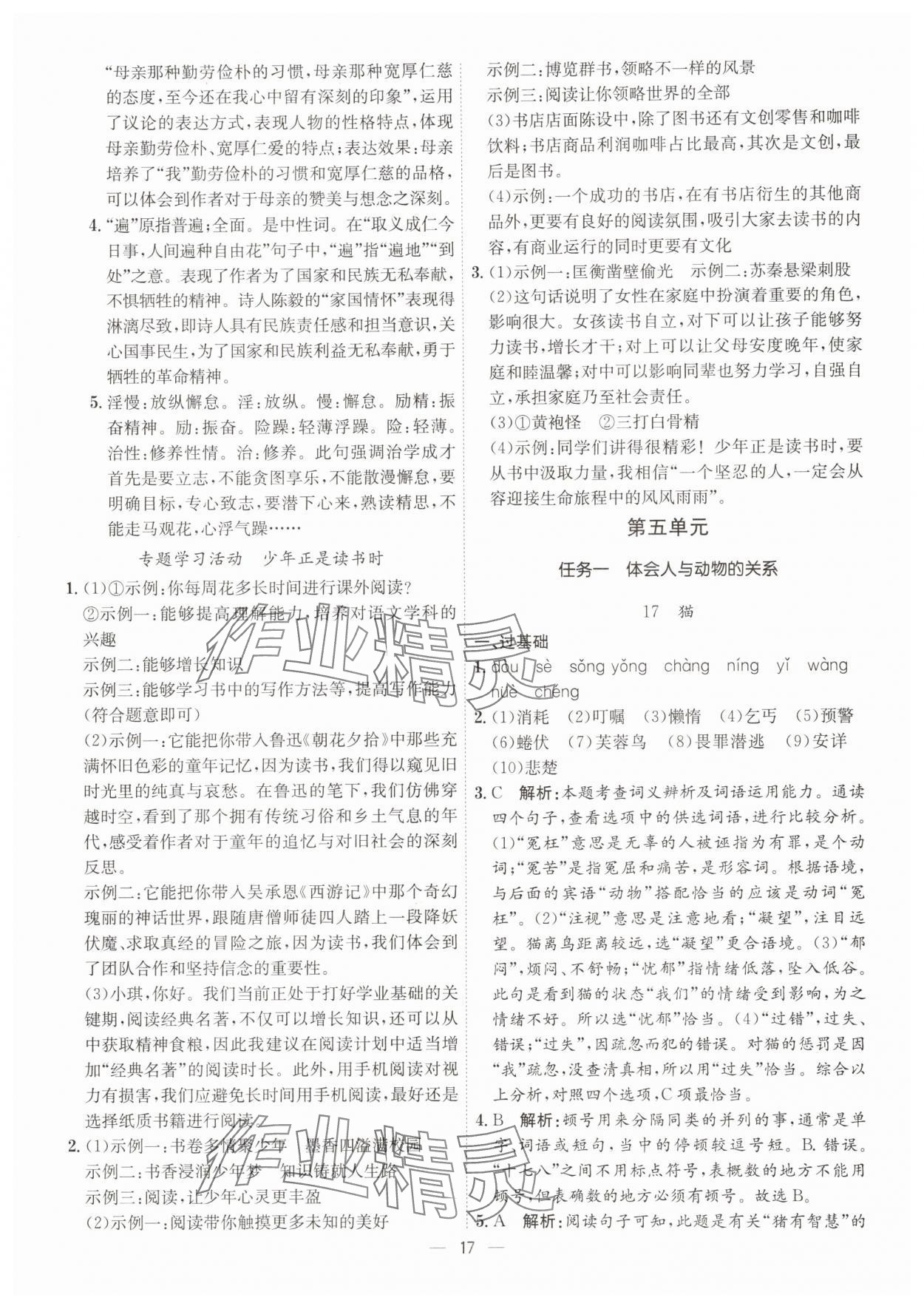 2025年考点专练七年级语文上册人教版深圳专版&nbsp;第17页