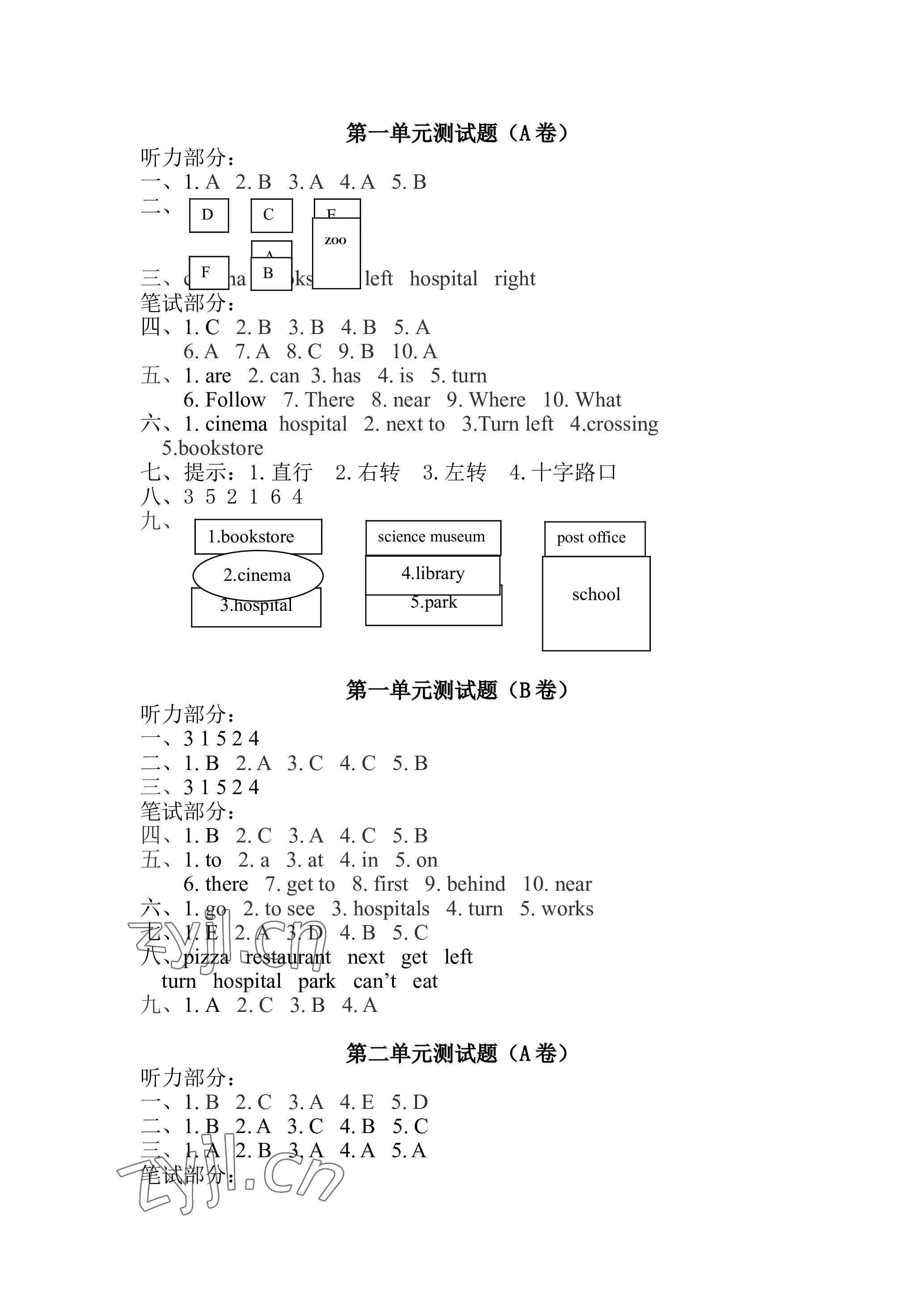 2023年單元自測試卷青島出版社六年級英語上冊人教版 參考答案第1頁