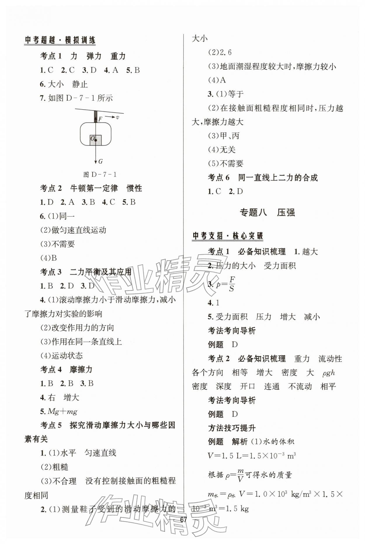 2026年初中总复习手册北京师范大学出版社物理&nbsp;第7页