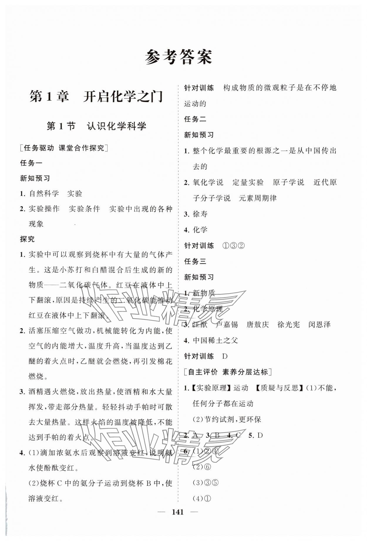 2025年新课程同步练习册九年级化学上册沪教版 第1页