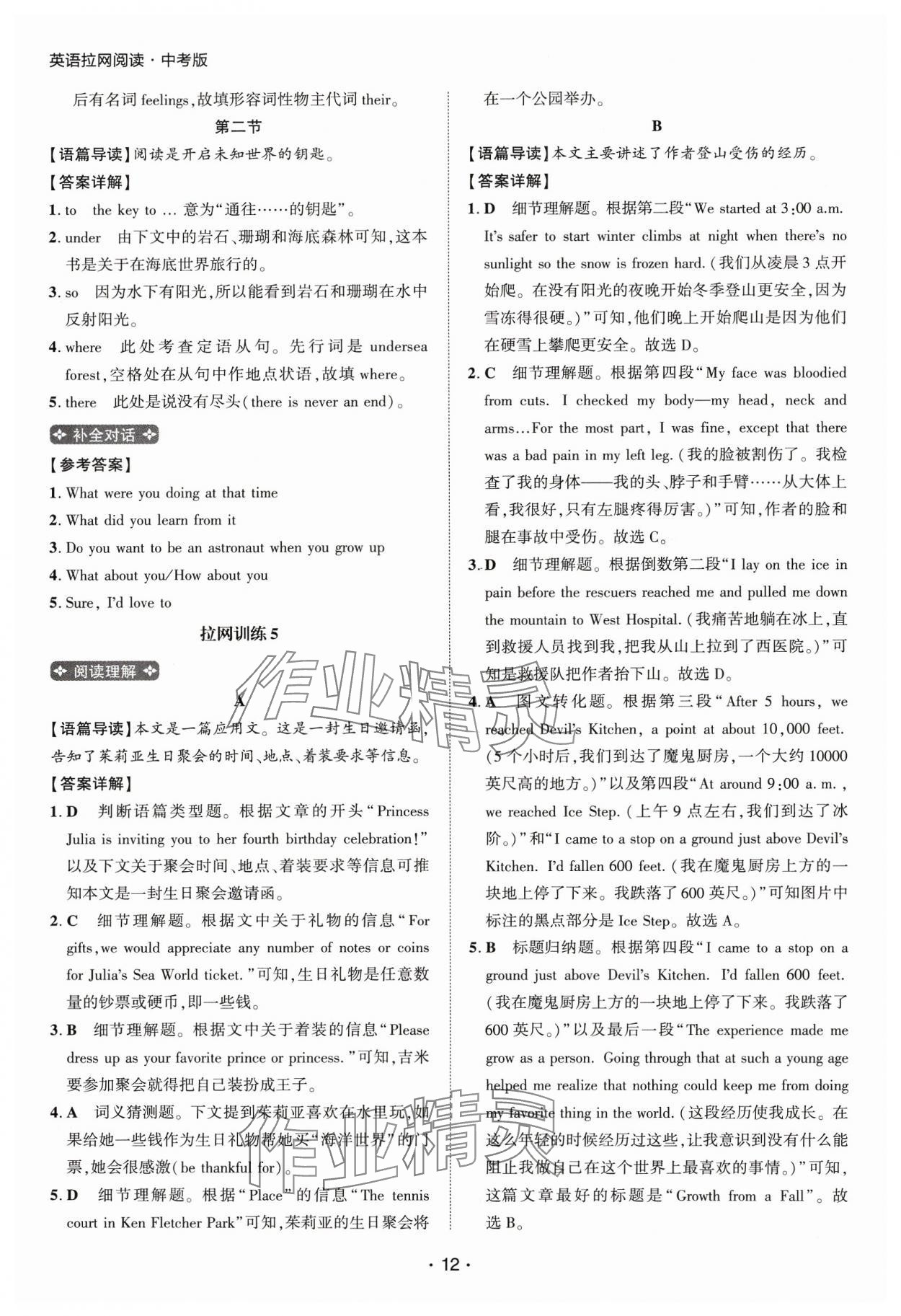 2025年阅读拉网训练九年级英语人教版&nbsp;第12页