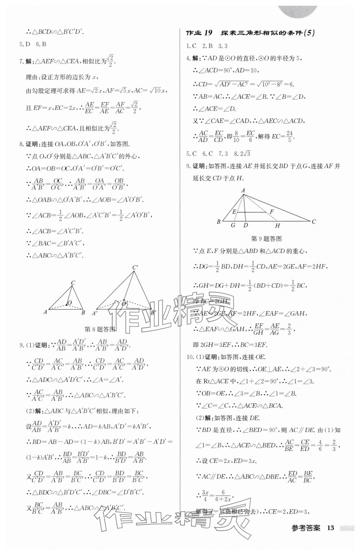 2025年启东中学作业本九年级数学下册苏科版盐城专版 参考答案第13页