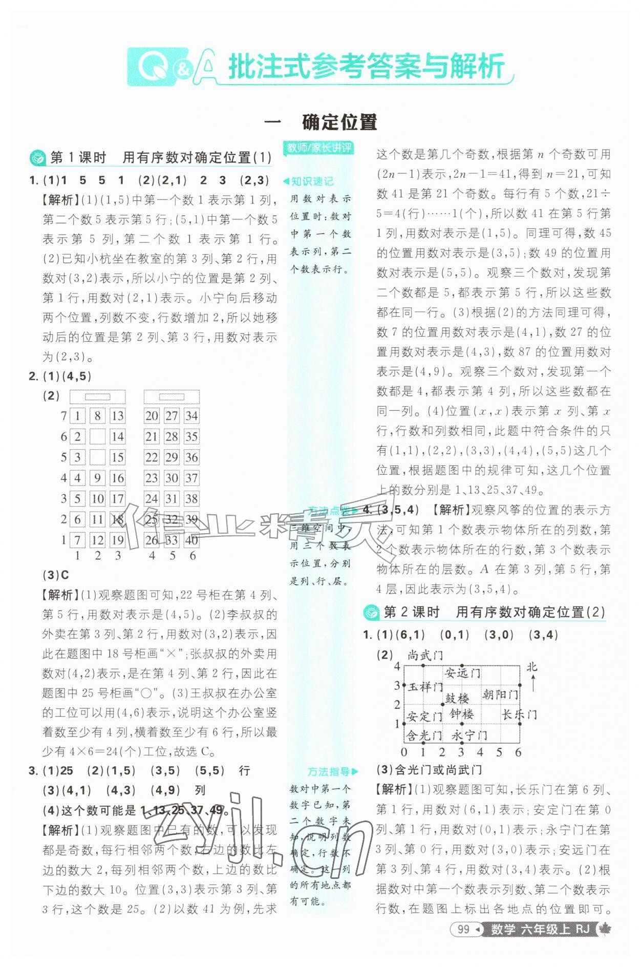 2026年小学必刷题六年级数学上册人教版&nbsp;参考答案第1页