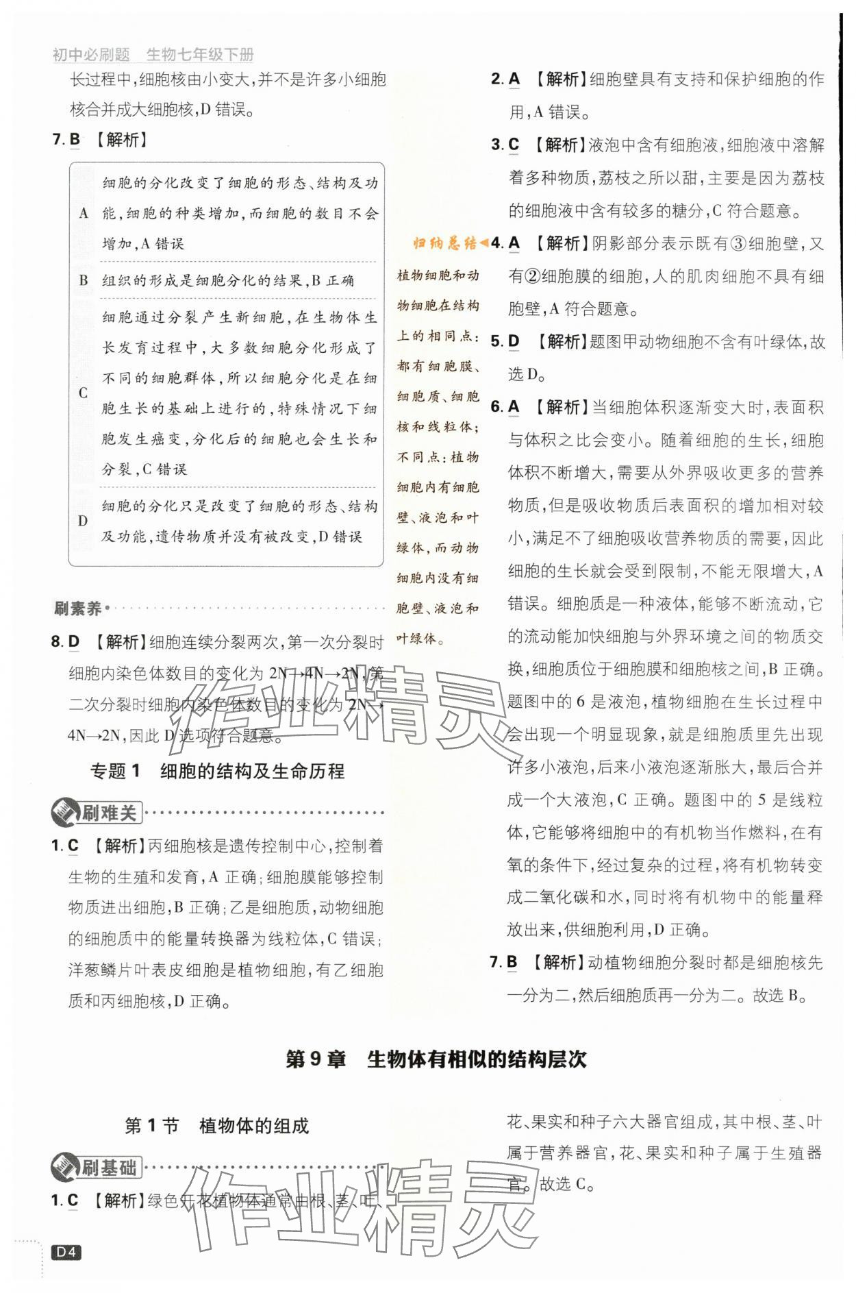 2024年初中必刷題七年級生物下冊蘇教版 第4頁