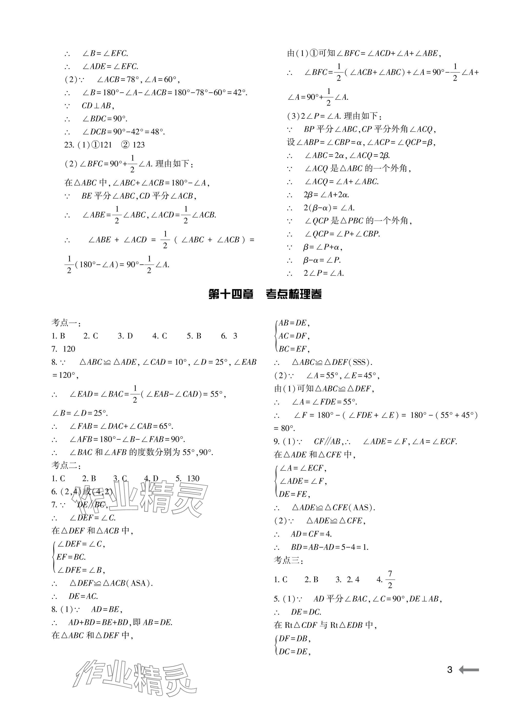 2025年节节高大象出版社八年级数学上册人教版 参考答案第3页