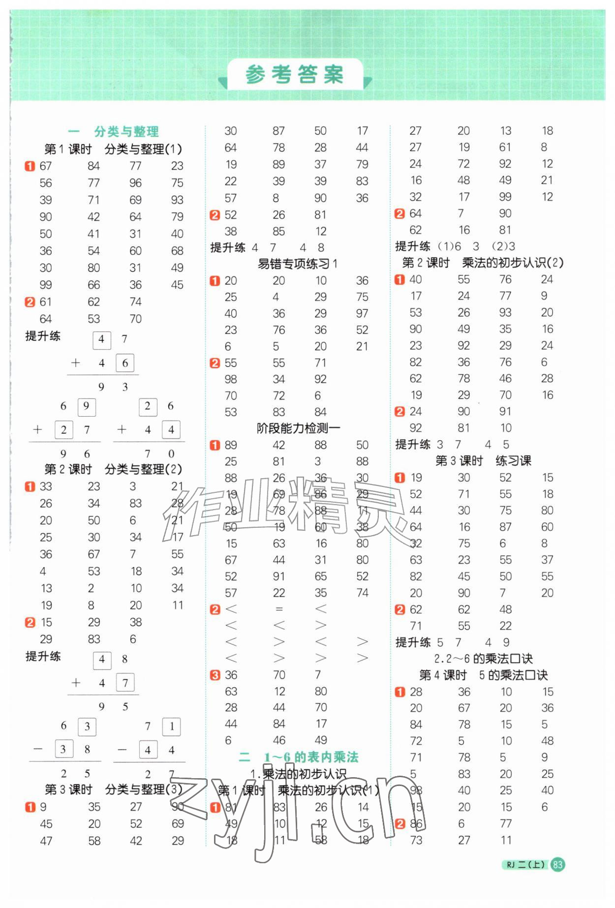 2026年阳光同学计算小达人二年级数学上册人教版&nbsp;第1页
