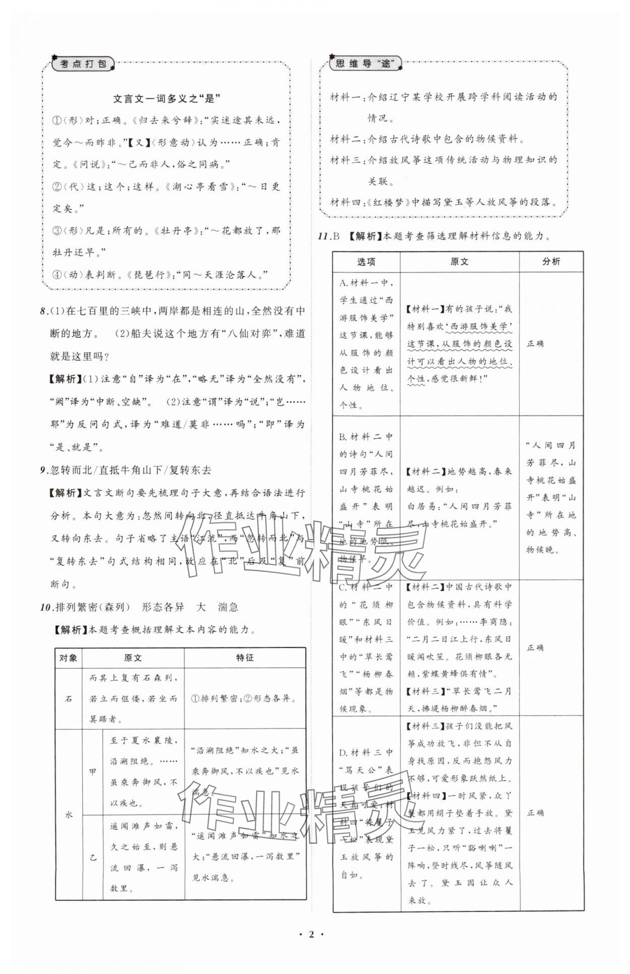 2025年中考必備遼寧師范大學(xué)出版社語文遼寧專版 參考答案第2頁