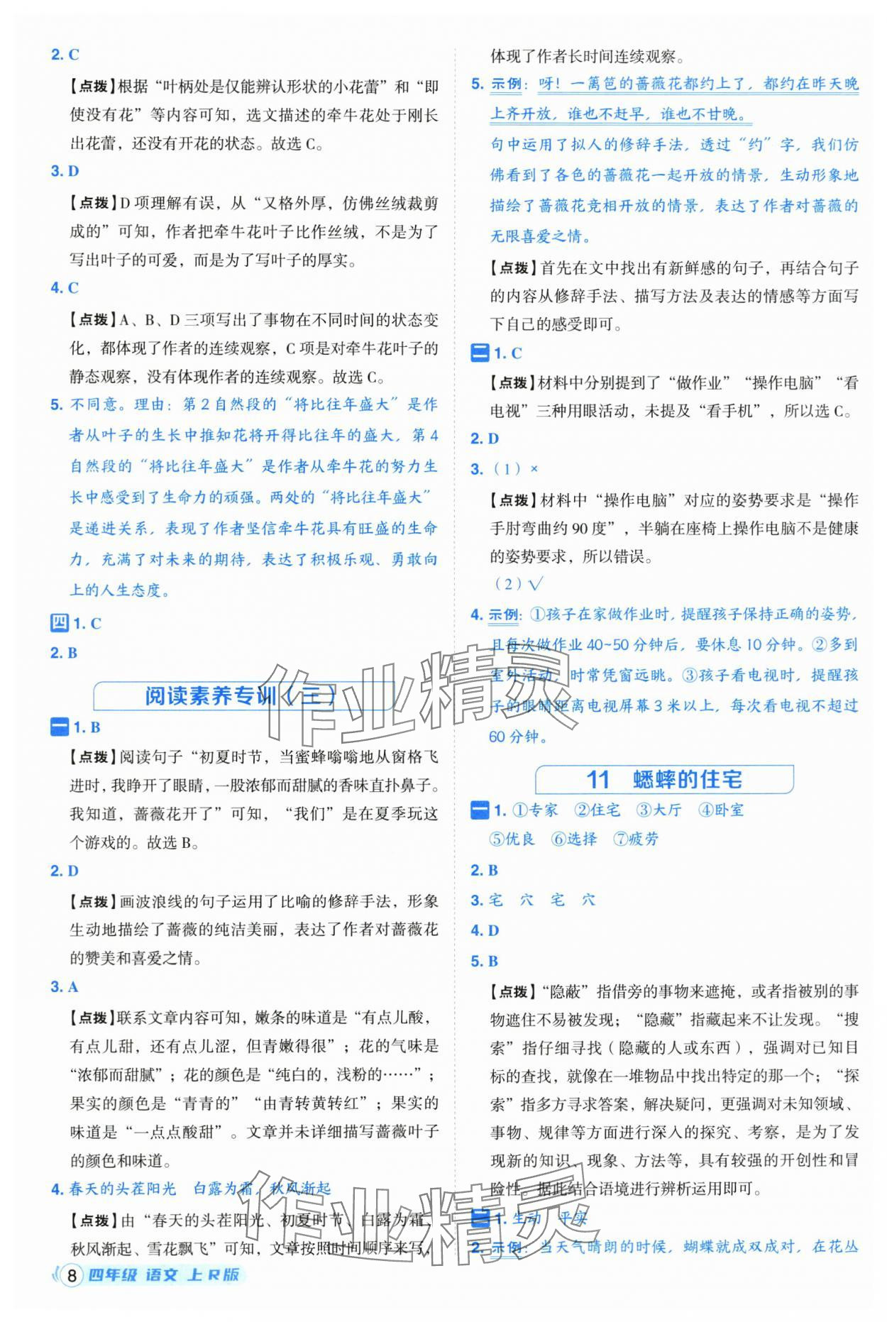 2025年综合应用创新题典中点四年级语文上册人教版福建专版 参考答案第8页