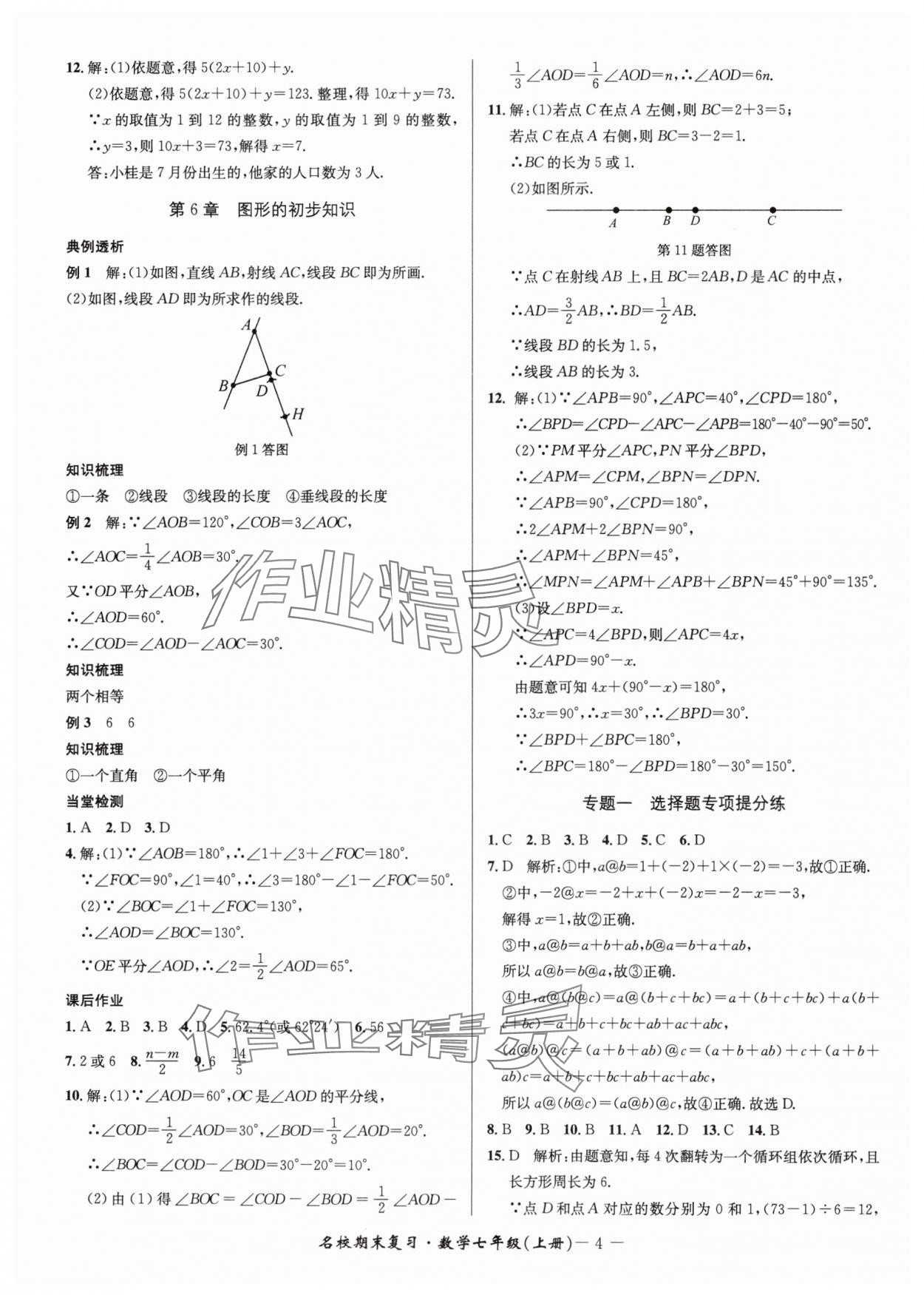 2024年名校期末復(fù)習(xí)寶典七年級數(shù)學(xué)上冊浙教版 參考答案第4頁