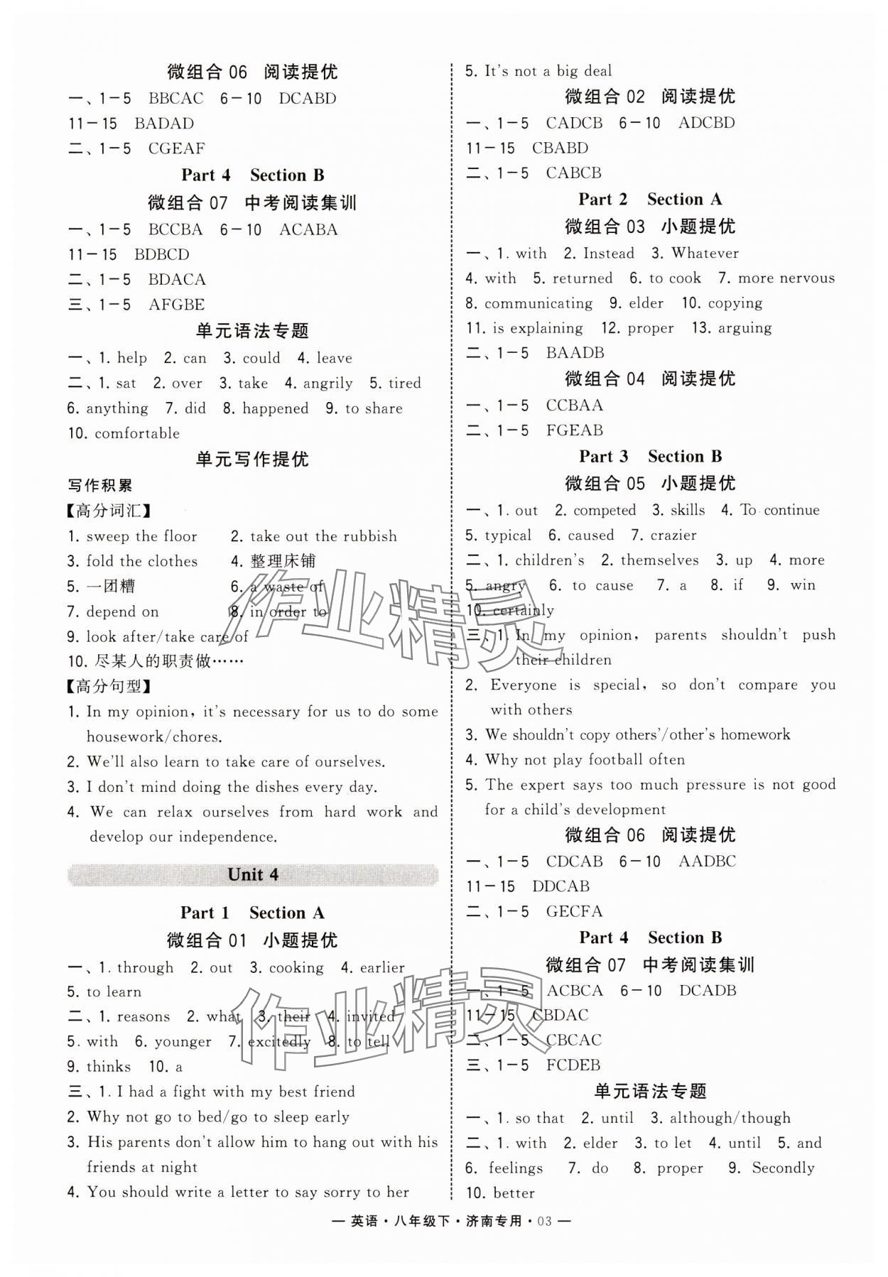 2025年學(xué)霸組合訓(xùn)練八年級(jí)英語(yǔ)下冊(cè)人教版濟(jì)南專版 參考答案第3頁(yè)