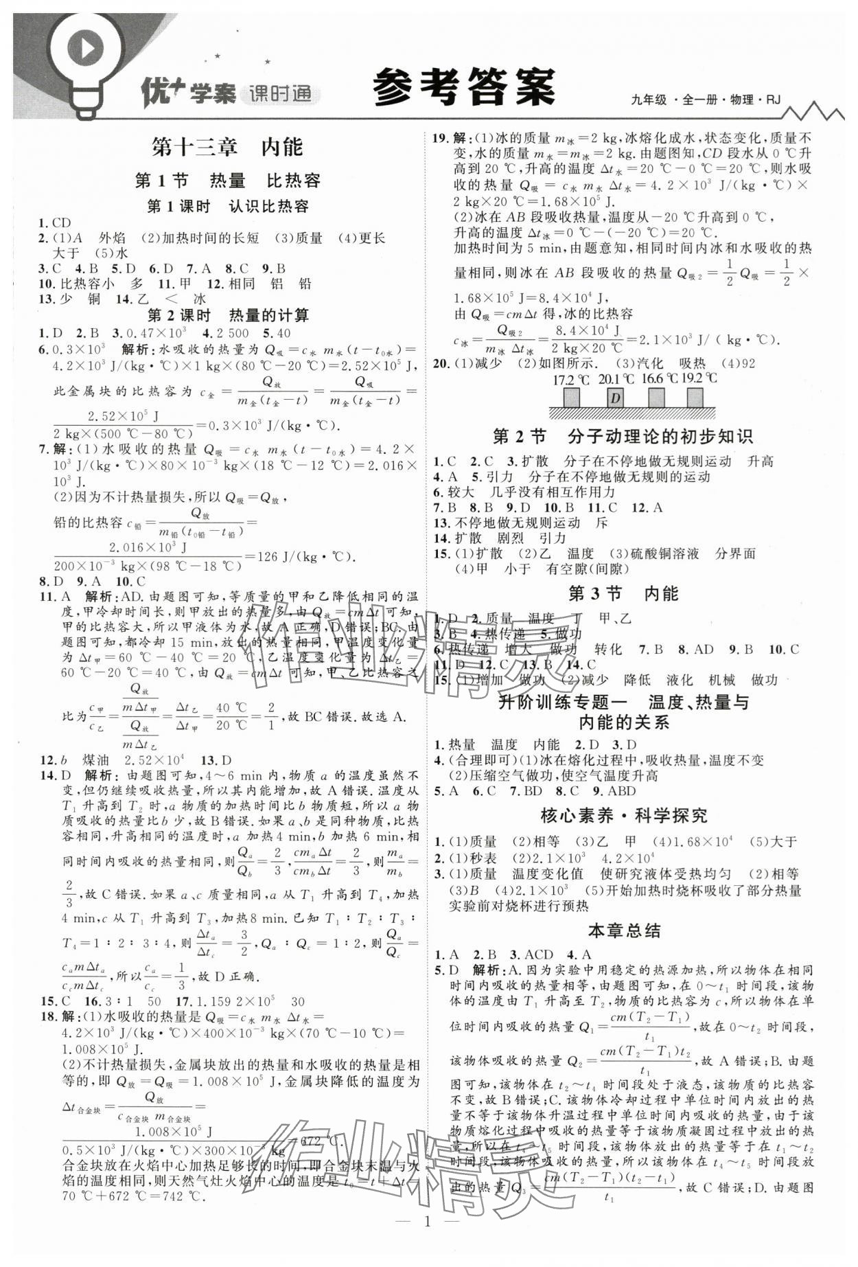 2025年優(yōu)加學(xué)案課時通九年級物理全一冊人教版 第1頁