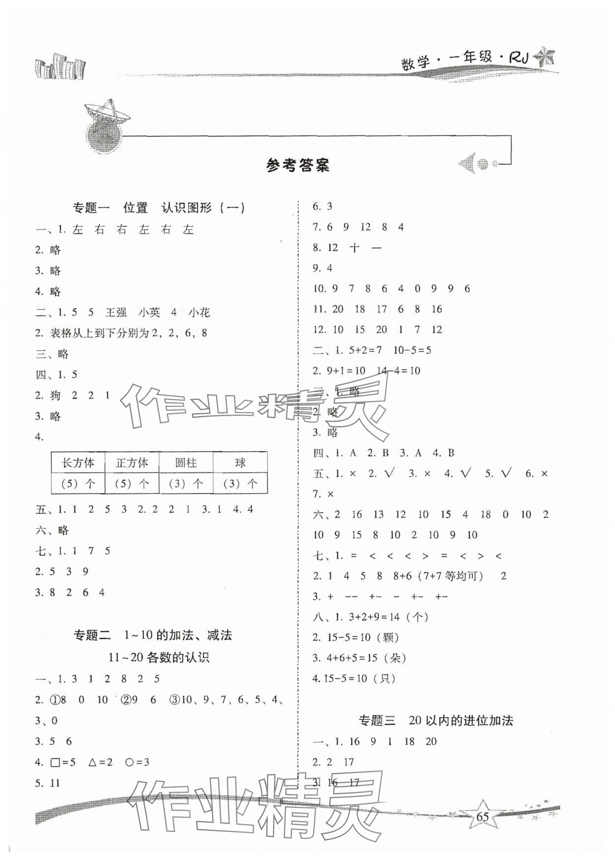 2025年精巧暑假作业一年级数学人教版云南美术出版社 第1页