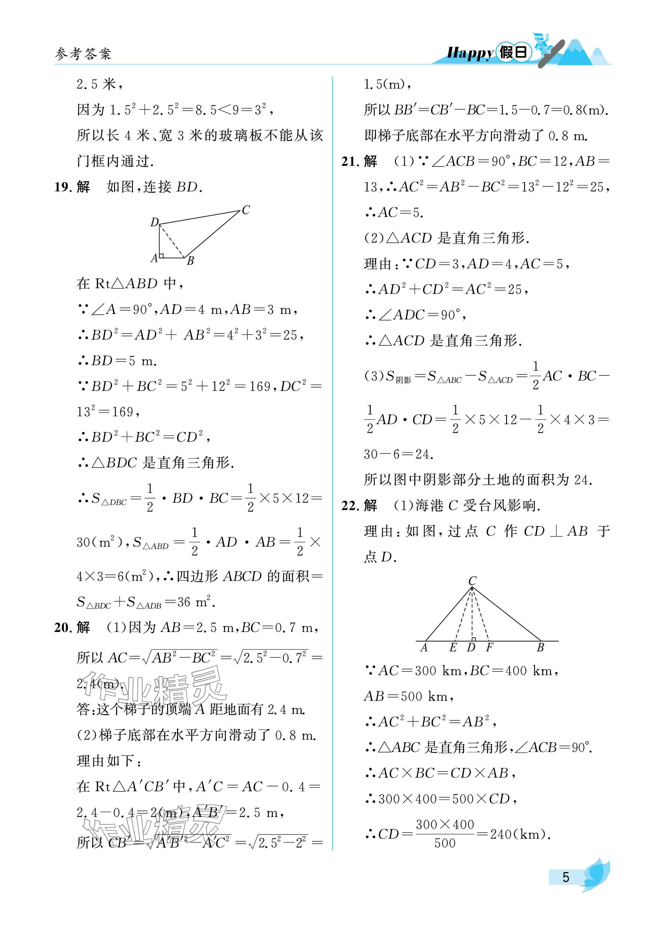 2025年寒假Happy假日八年級數學北師大版&nbsp;參考答案第5頁