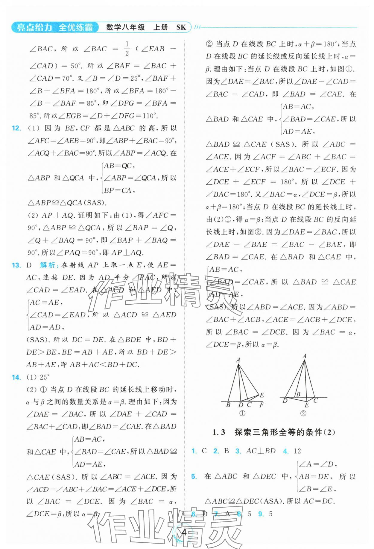 2024年亮點(diǎn)給力全優(yōu)練霸八年級(jí)數(shù)學(xué)上冊(cè)蘇科版 參考答案第4頁(yè)