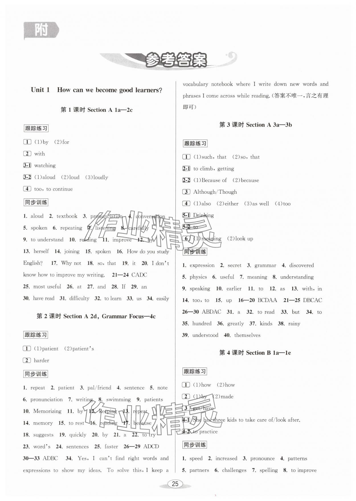 2025年教与学课程同步讲练九年级英语全一册人教版 第1页