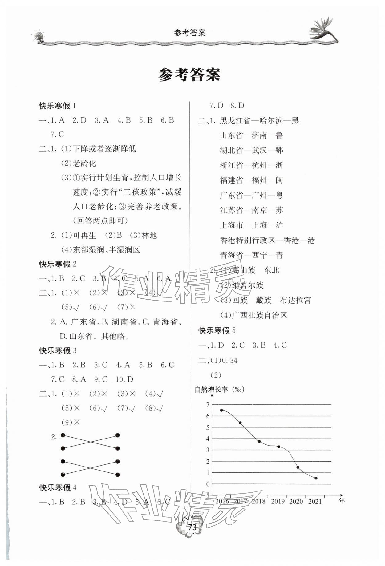 2026年新課堂寒假生活八年級地理&nbsp;第1頁