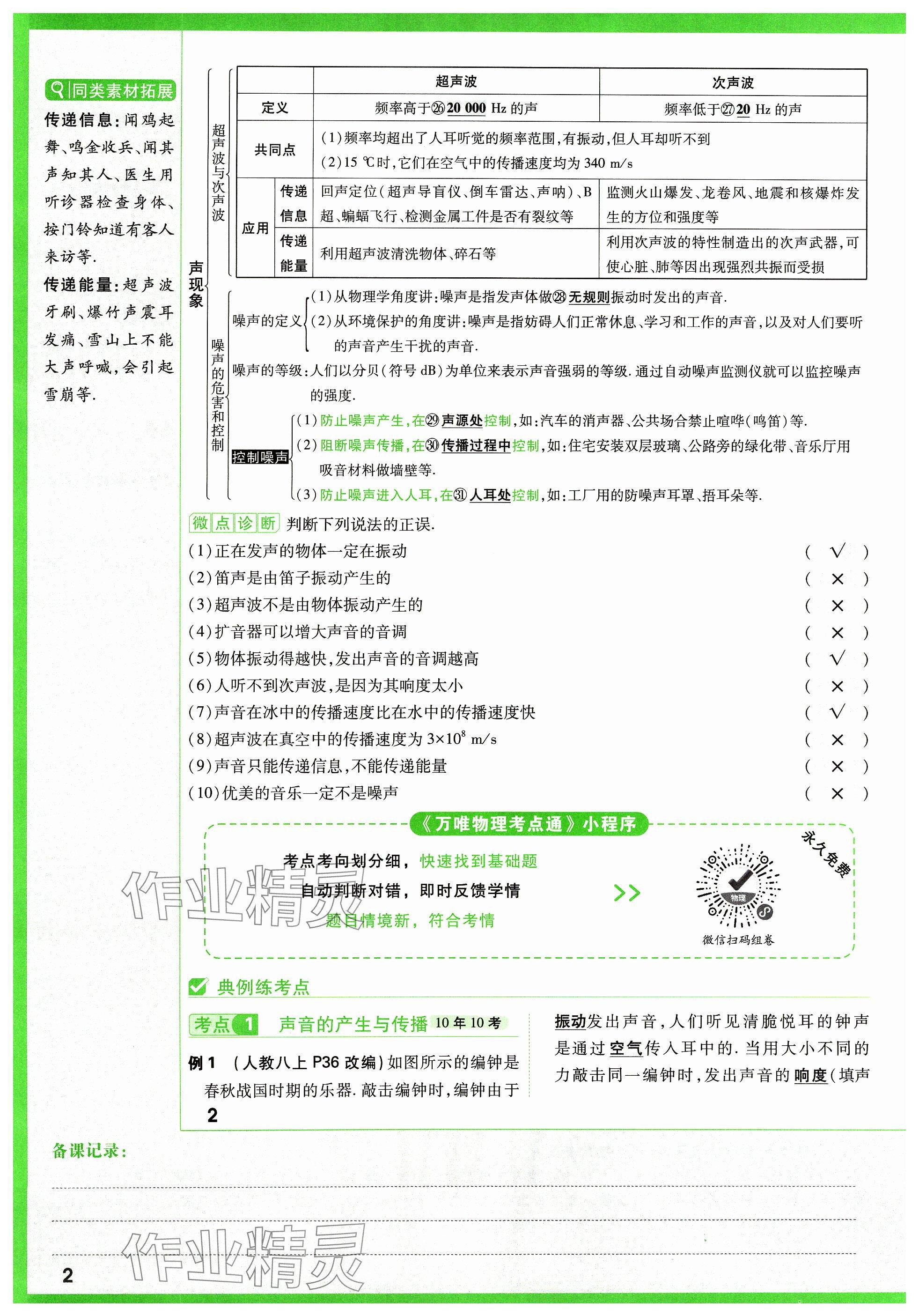 2024年萬唯中考試題研究物理山西專版 參考答案第2頁