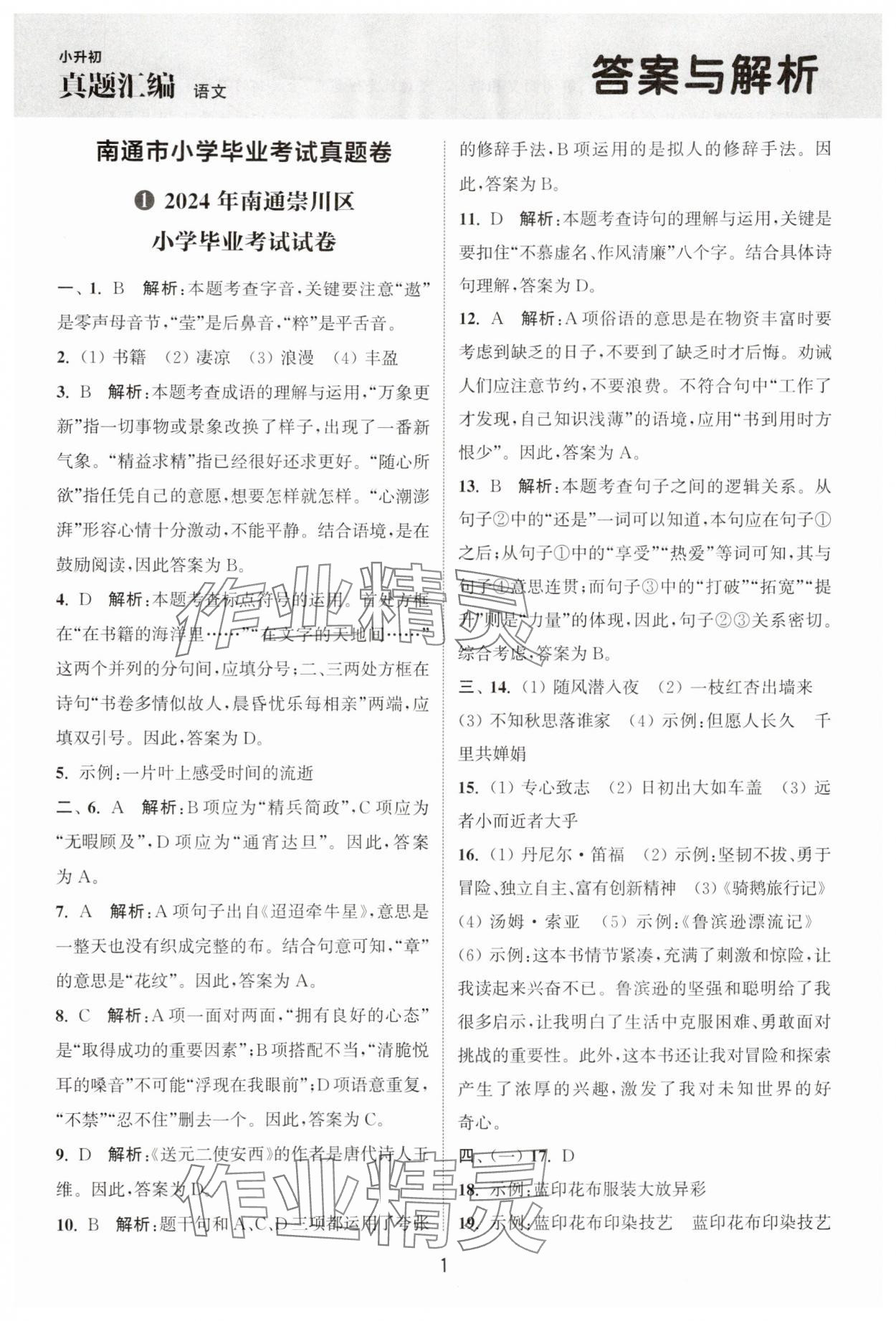 2025年通城學典小升初真題匯編語文 第1頁