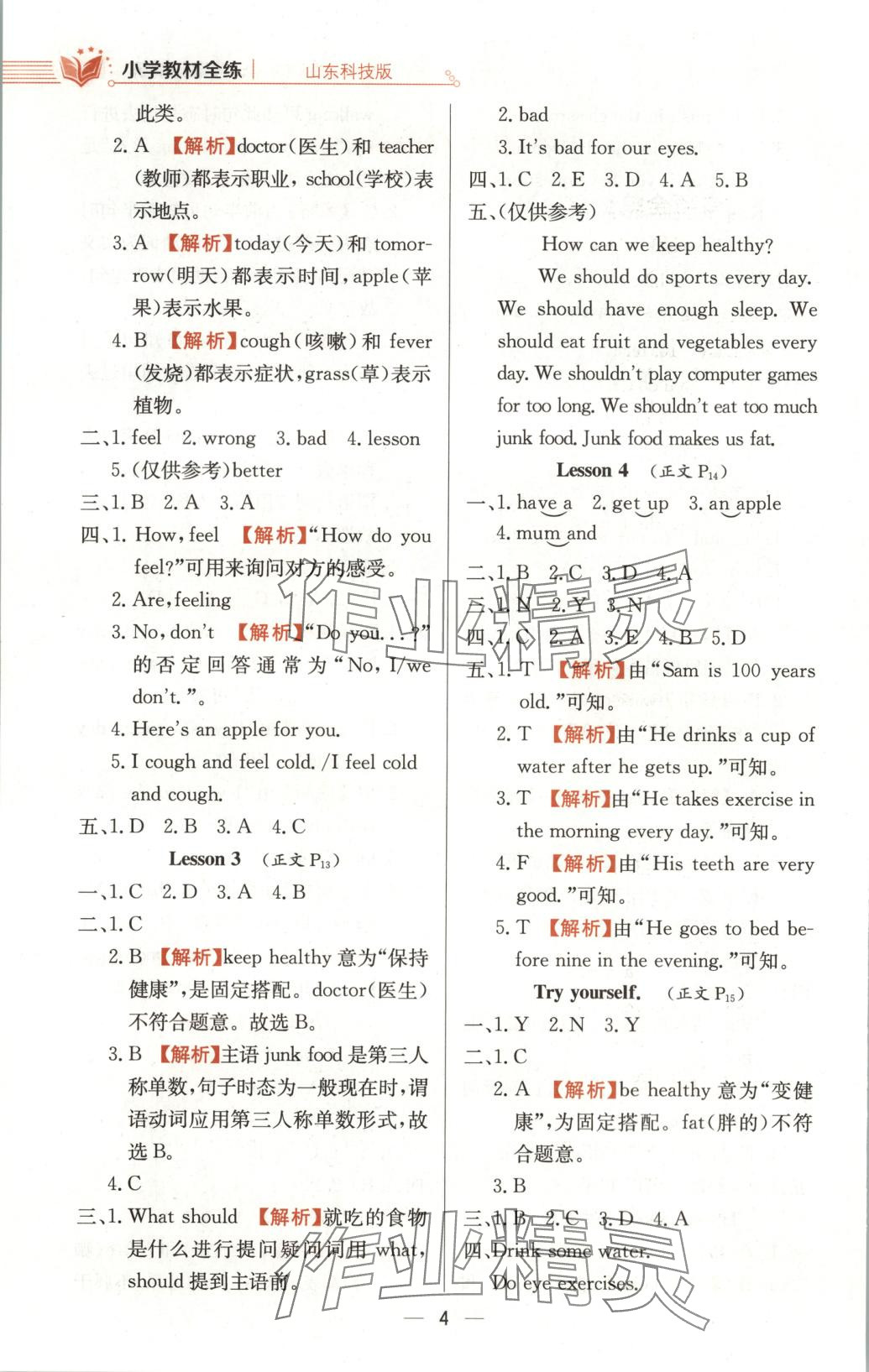 2025年教材全练五年级英语下册鲁科版五四制 第4页
