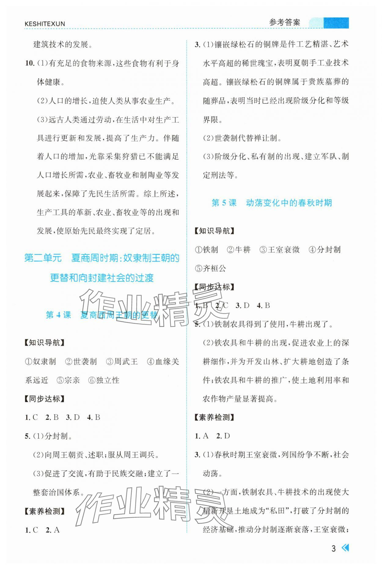 2025年课时特训七年级历史上册人教版 第3页