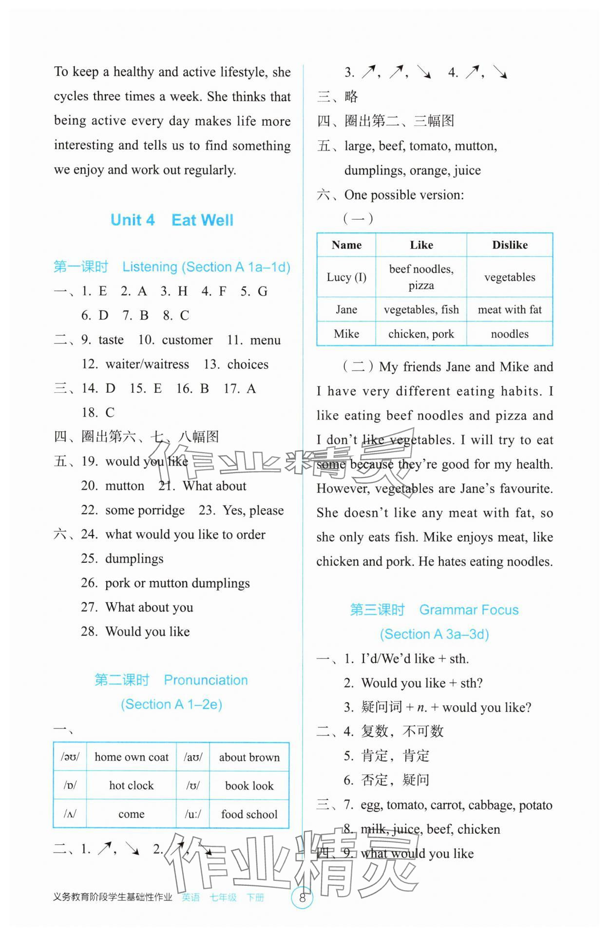 2025年學(xué)生基礎(chǔ)性作業(yè)七年級英語下冊人教版 第8頁