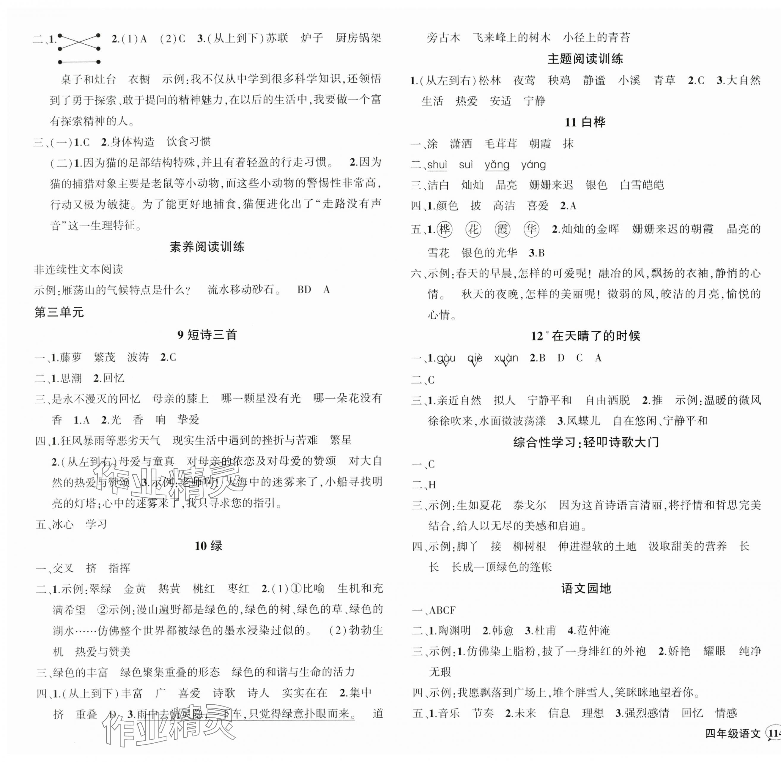 2025年狀元成才路創(chuàng)優(yōu)作業(yè)100分四年級語文下冊人教版四川專版 參考答案第3頁