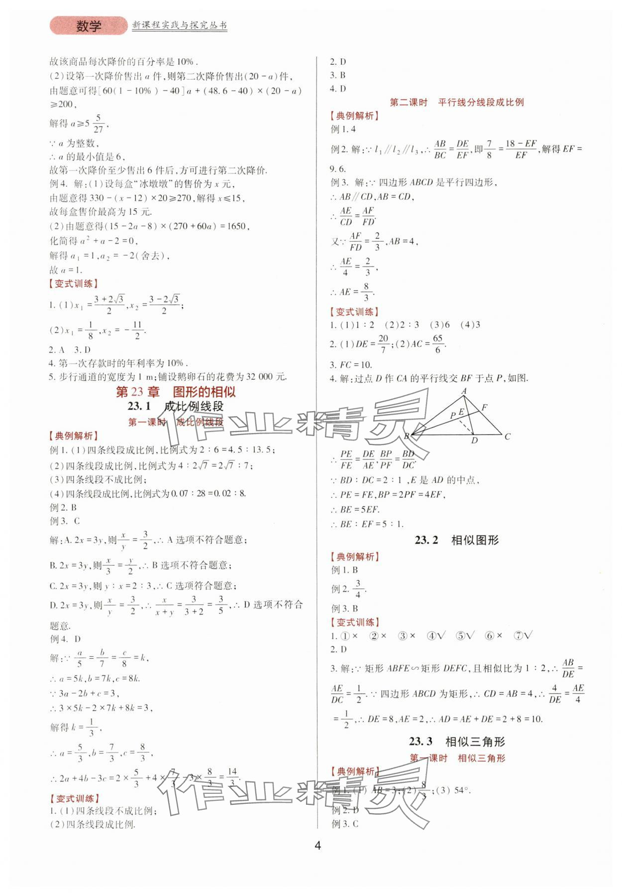 2023年新课程实践与探究丛书九年级数学上册华师大版 第4页