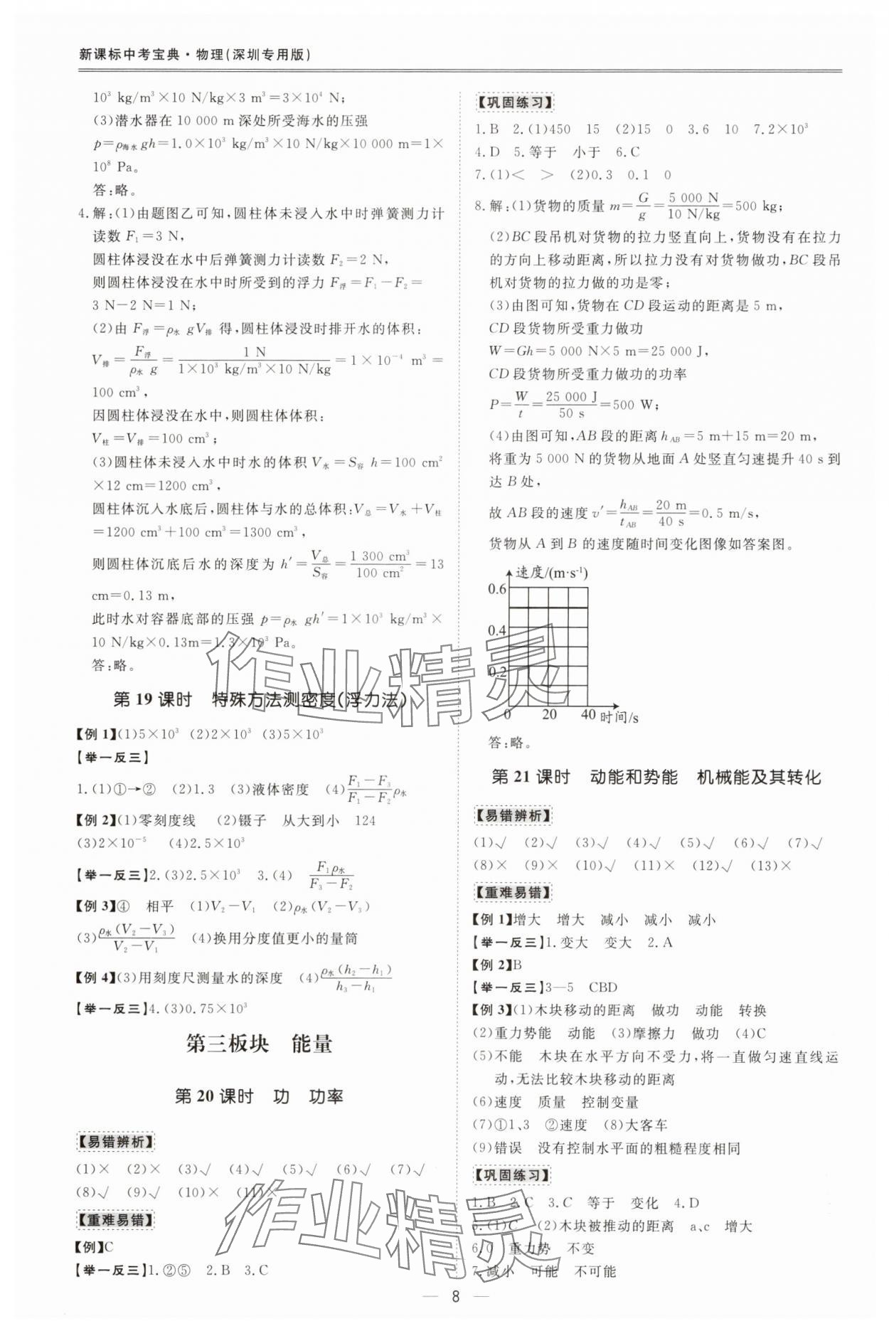 2025年新課標中考寶典物理深圳專版 參考答案第8頁