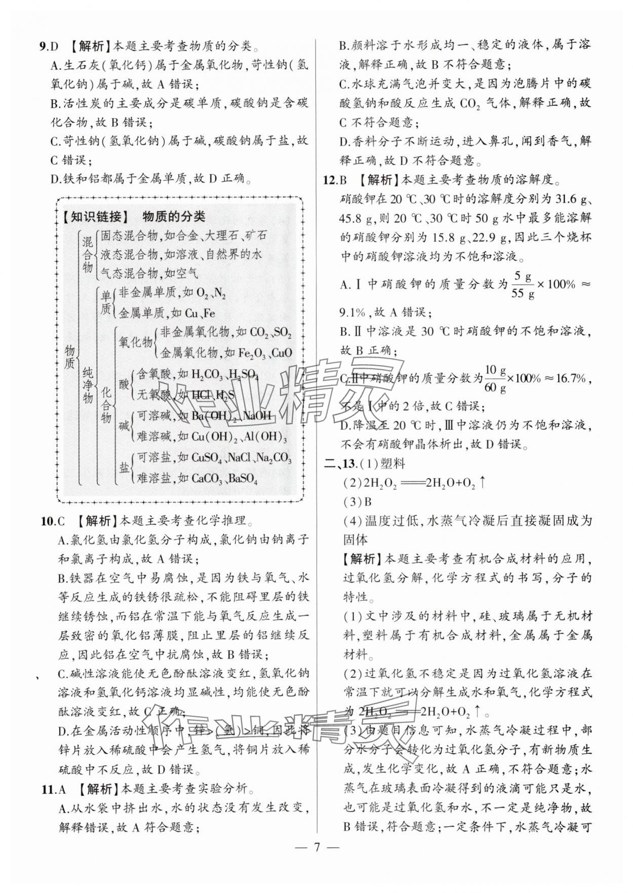 2024年秒殺中考安徽中考試題匯編化學(xué) 參考答案第7頁