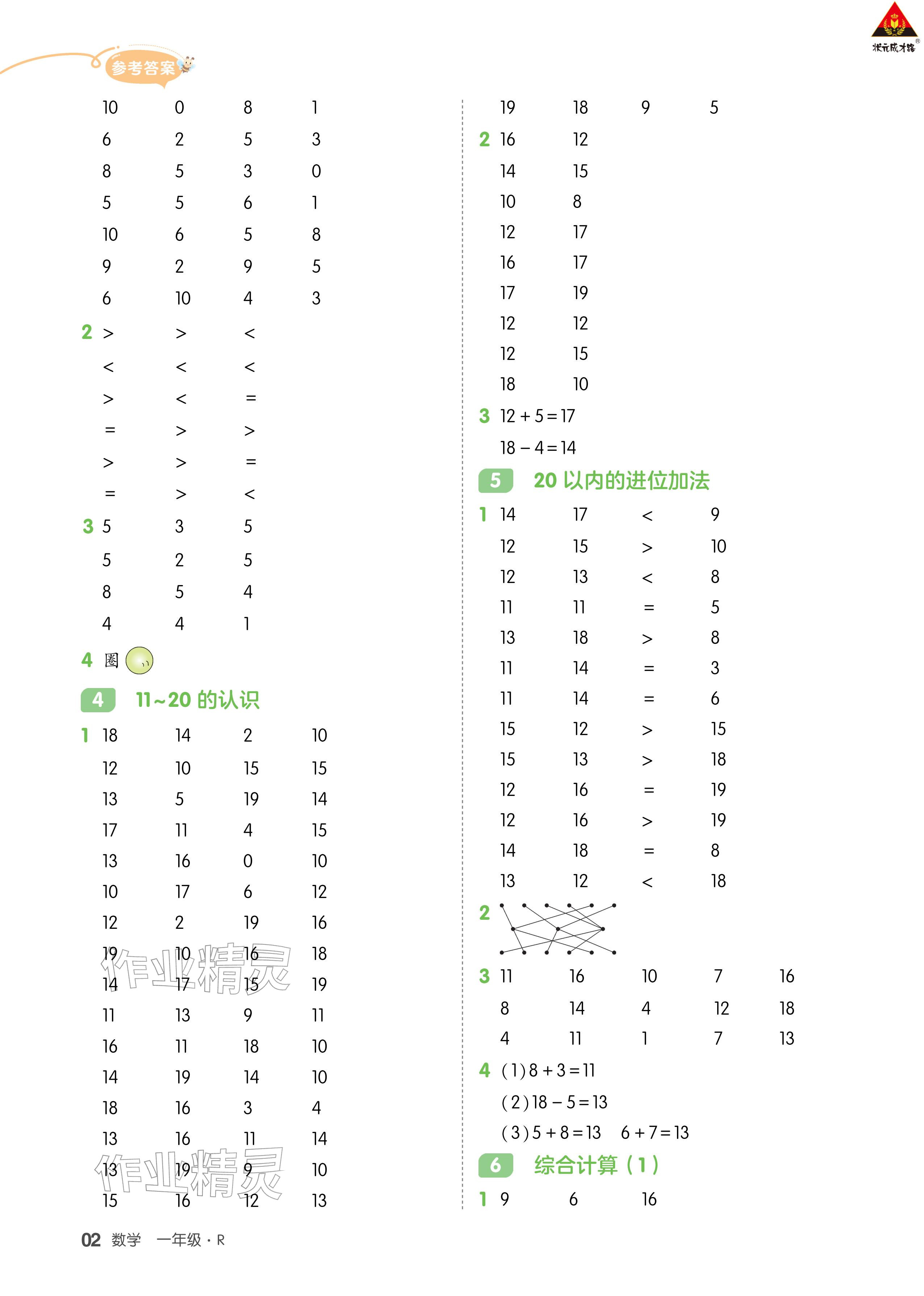 2026年AI智慧寒假銜接一年級(jí)數(shù)學(xué)&nbsp;參考答案第2頁(yè)