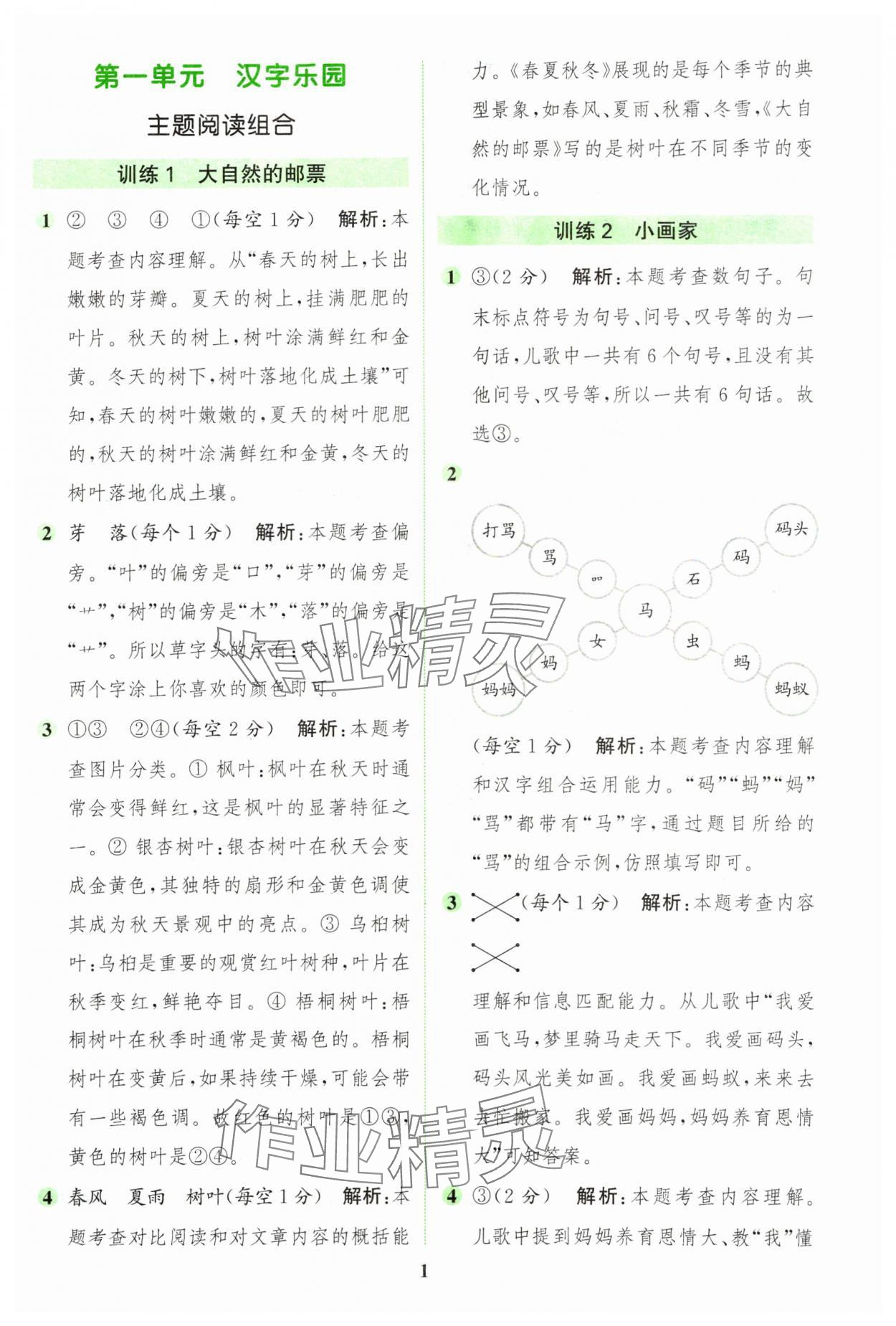 2025年通城學典組合訓練一年級語文下冊人教版江蘇專版 第1頁