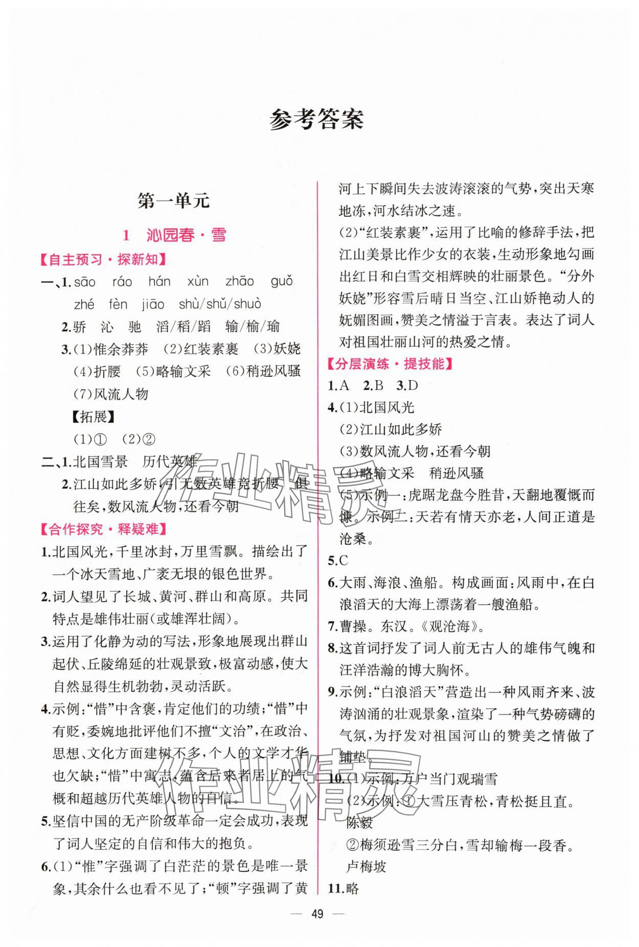 2024年同步導(dǎo)學(xué)案課時練九年級語文上冊人教版 第1頁