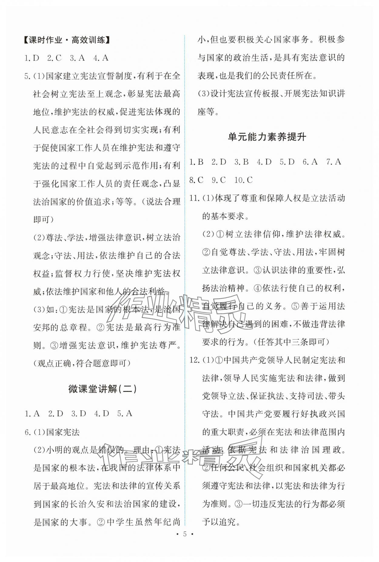 2024年能力培養(yǎng)與測試八年級道德與法治下冊人教版 第5頁