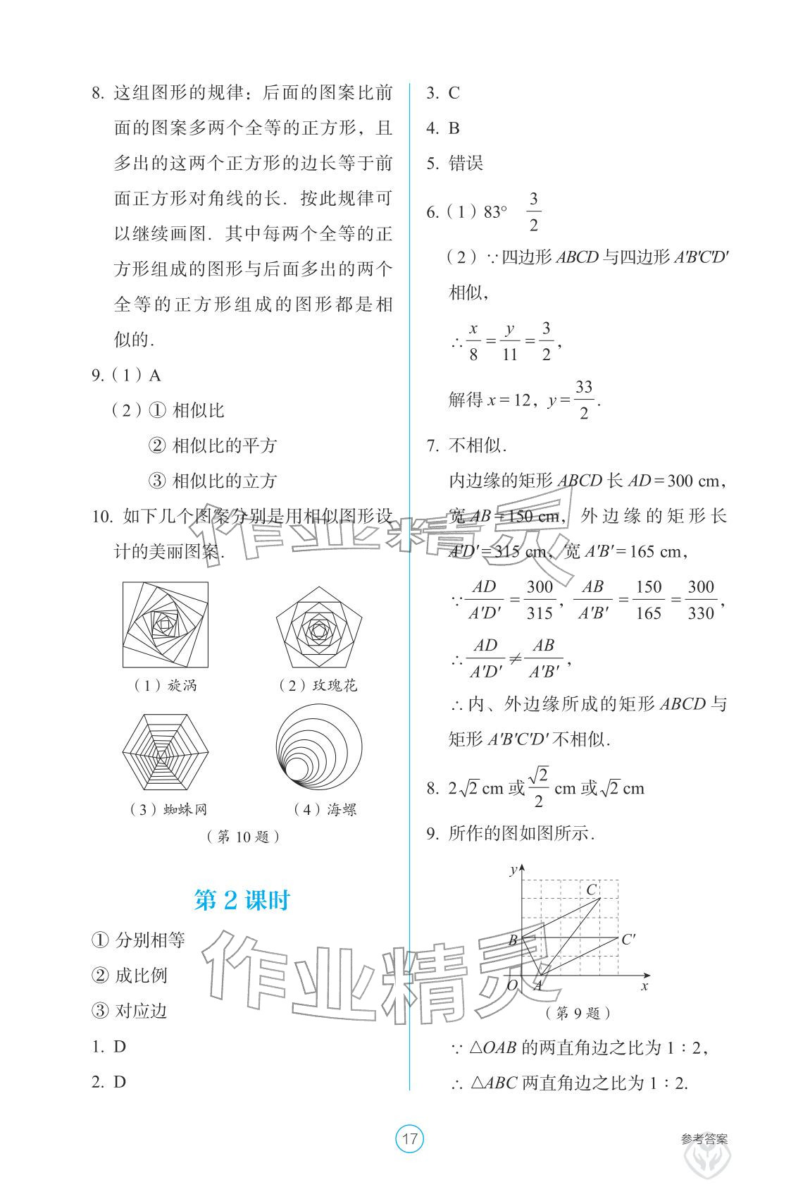 2026年学生基础性作业九年级数学下册人教版&nbsp;参考答案第17页