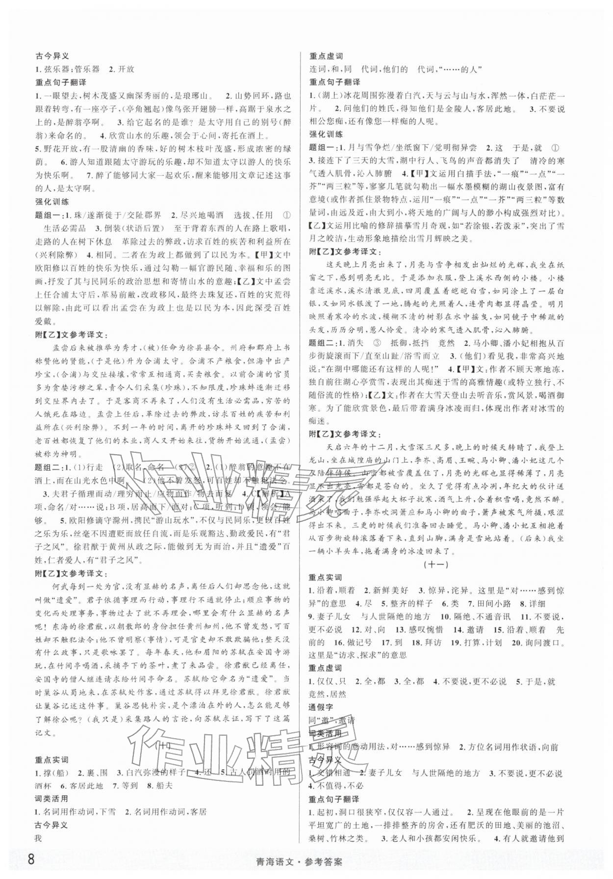 2026年火线100天语文青海专版&nbsp;第8页