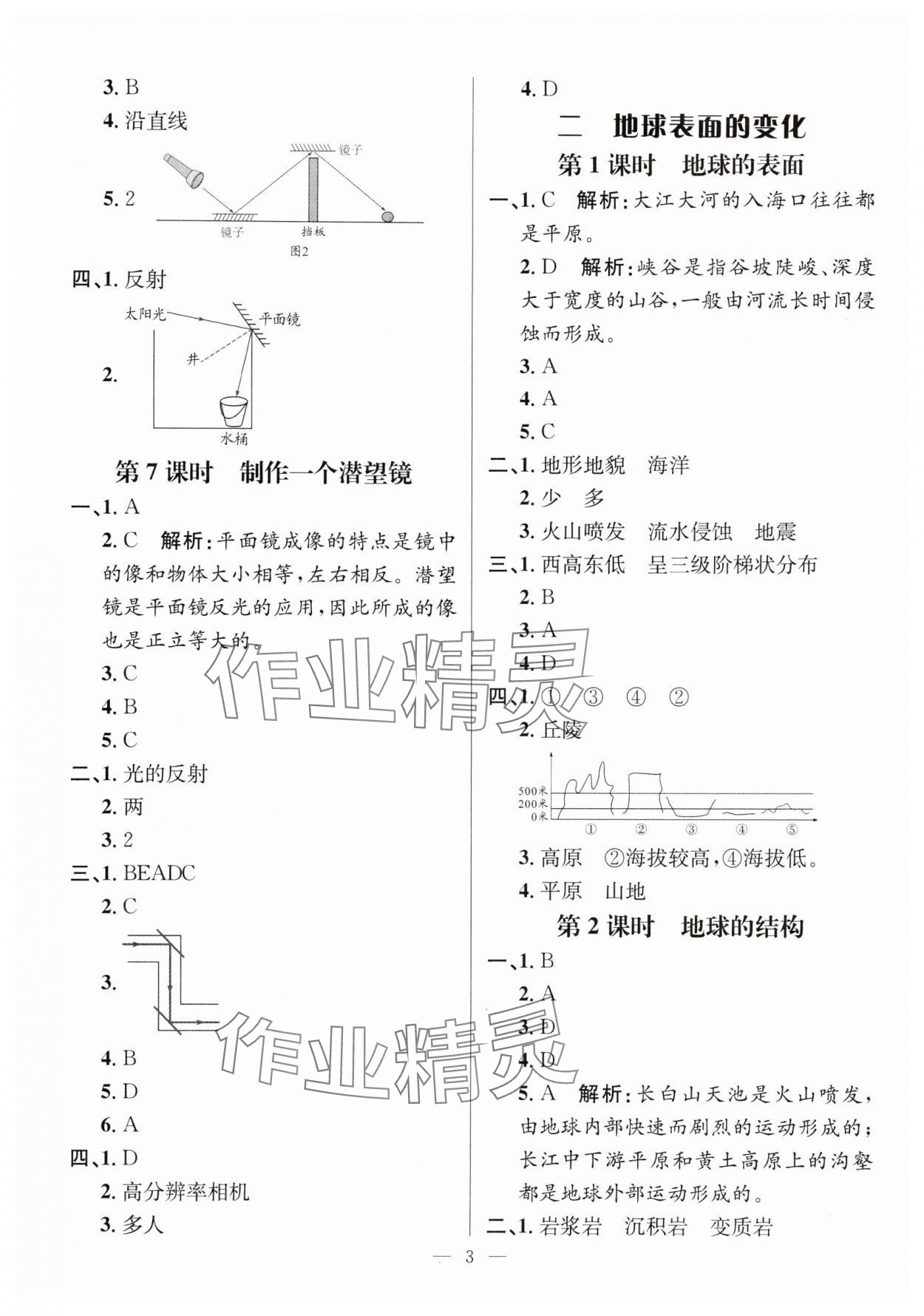 2025年名师测控五年级科学上册教科版 参考答案第3页