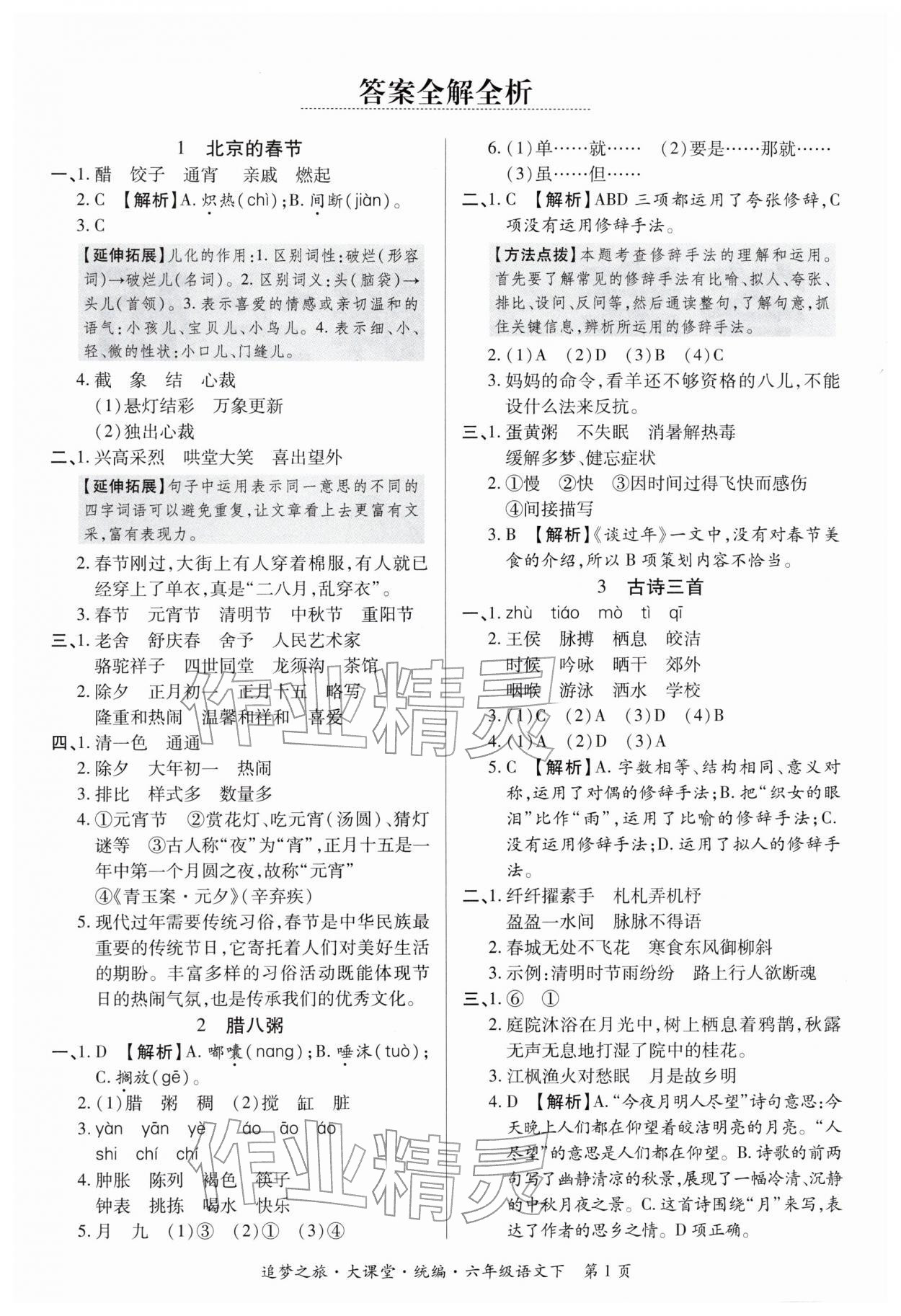 2026年追梦之旅大课堂六年级语文下册人教版河南专版&nbsp;第2页