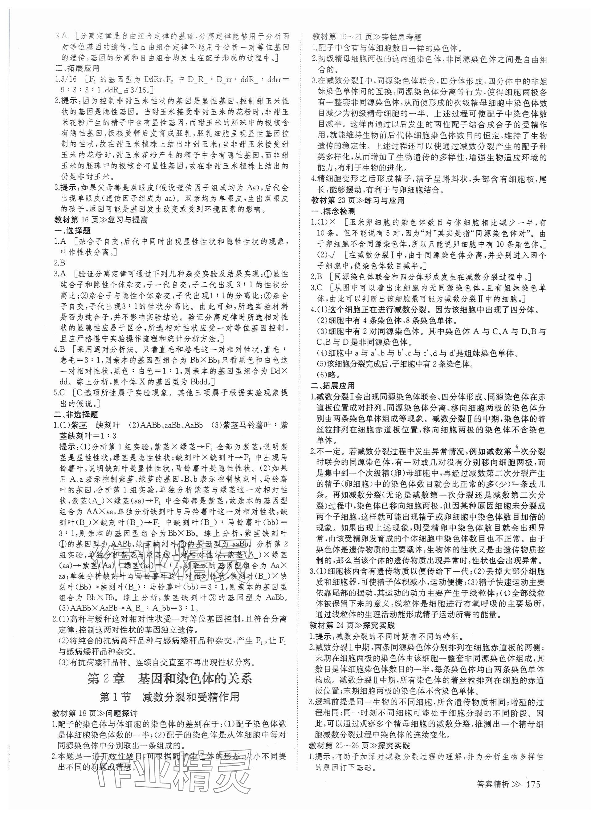 2025年創新設計高中生物必修2人教版 參考答案第5頁