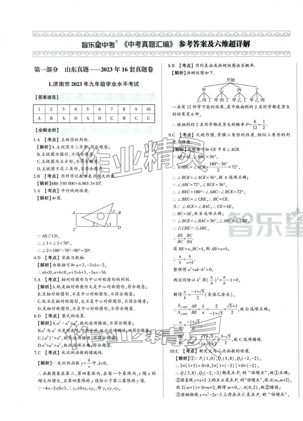 2024年智樂(lè)星中考中考真題匯編數(shù)學(xué)山東專版 第1頁(yè)
