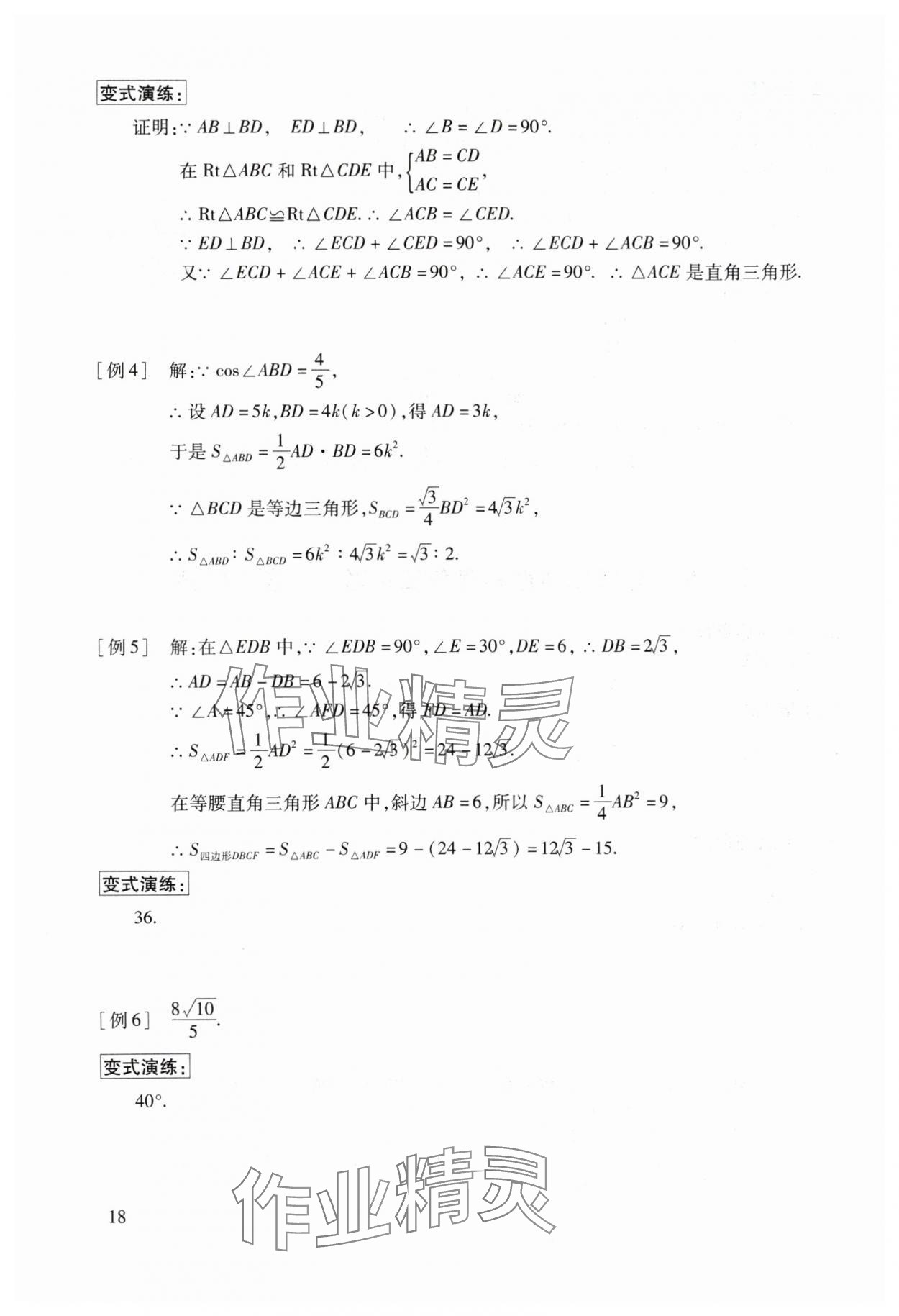 2024年初中数学复习点要&nbsp;参考答案第18页