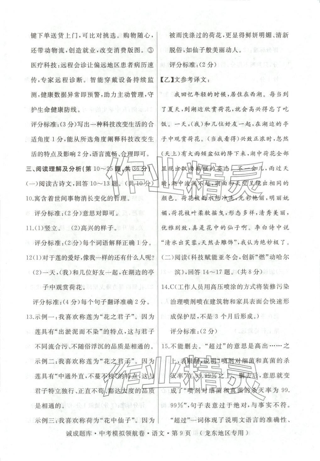 2026年诚成题库中考模拟领航卷语文龙东专版&nbsp;第9页