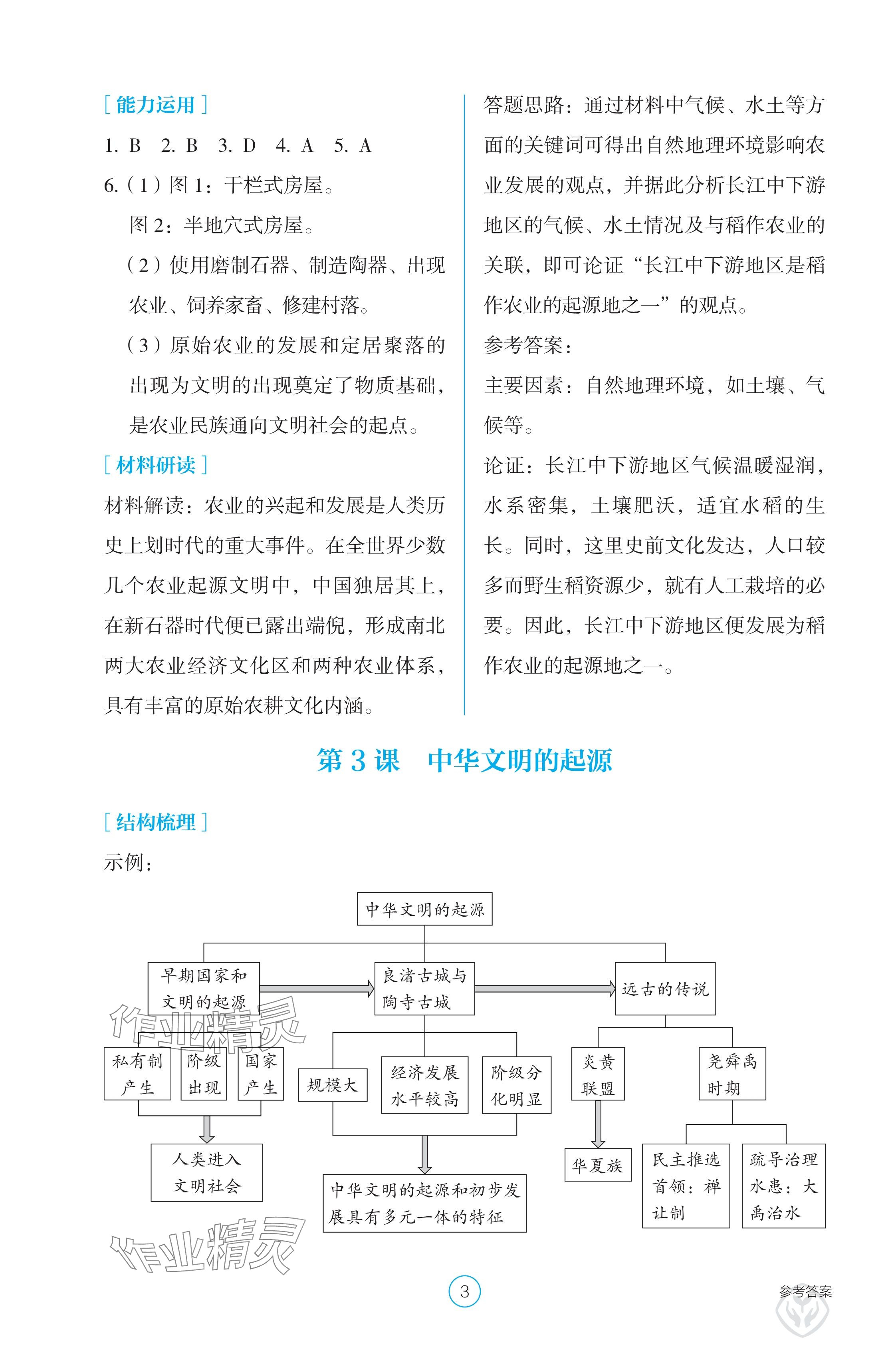 2024年学生基础性作业七年级历史上册人教版 参考答案第3页