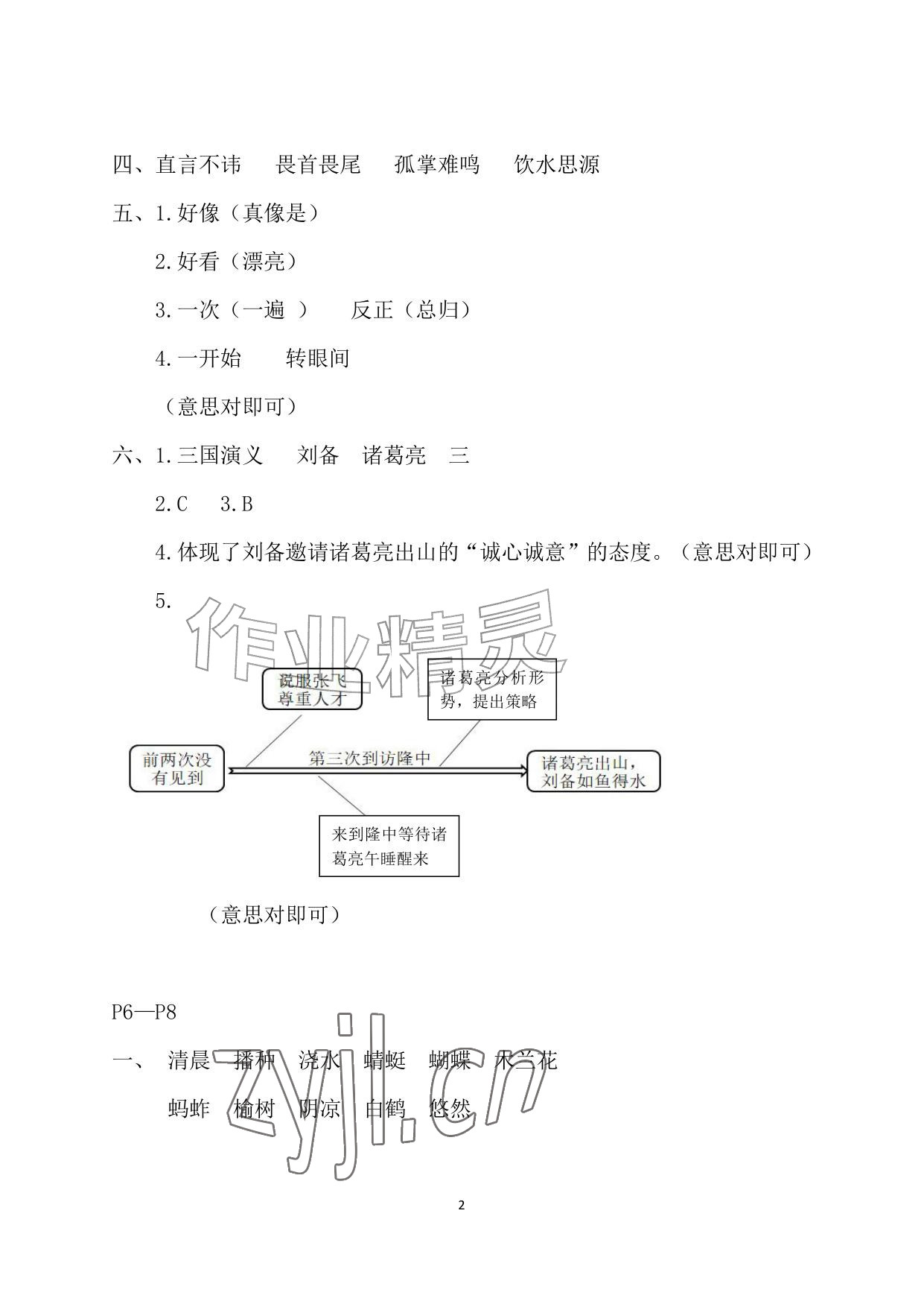2026年暑假作业安徽少年儿童出版社五年级语文人教版&nbsp;参考答案第2页