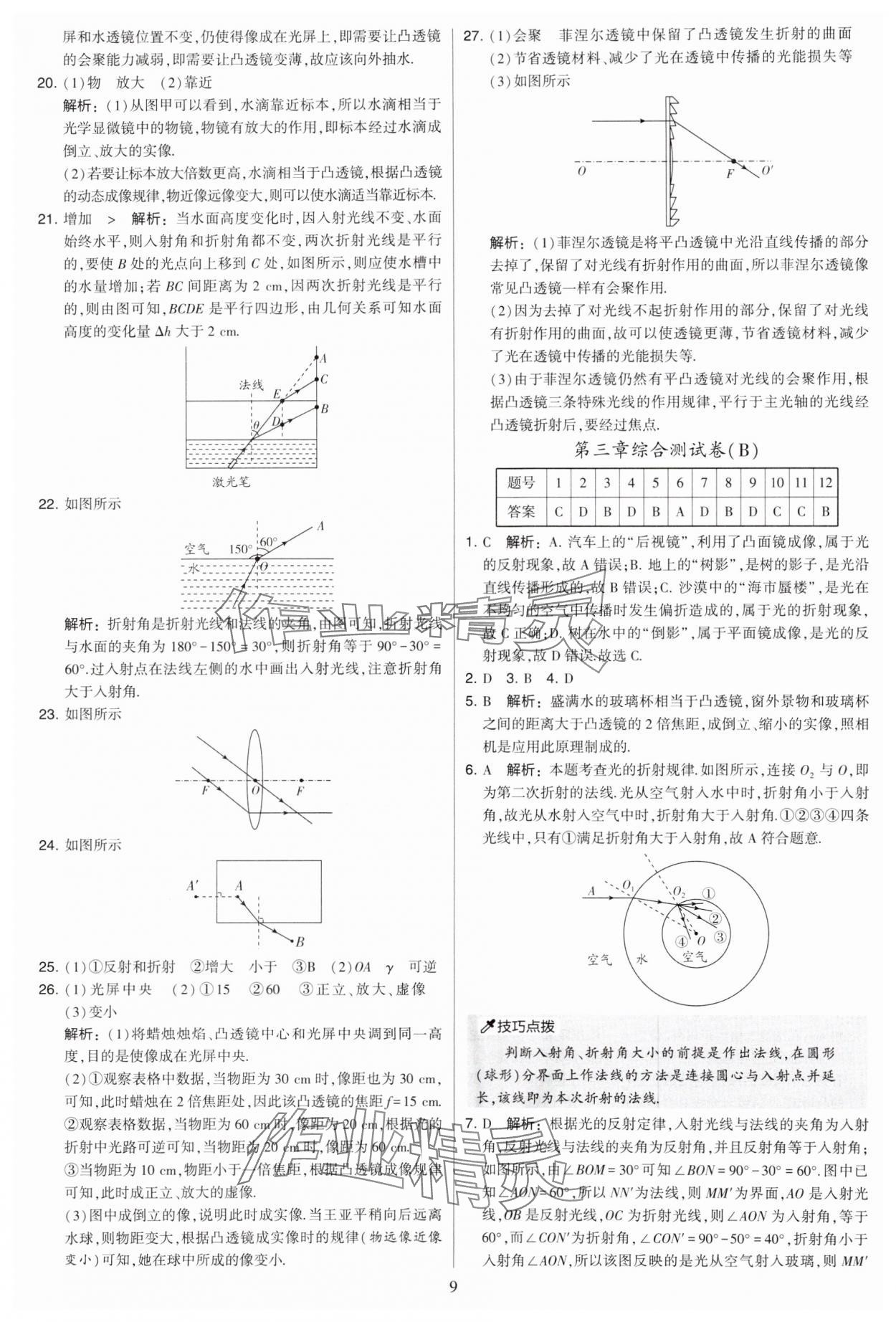 2024年學(xué)霸提優(yōu)大試卷八年級(jí)物理上冊(cè)蘇科版 參考答案第9頁