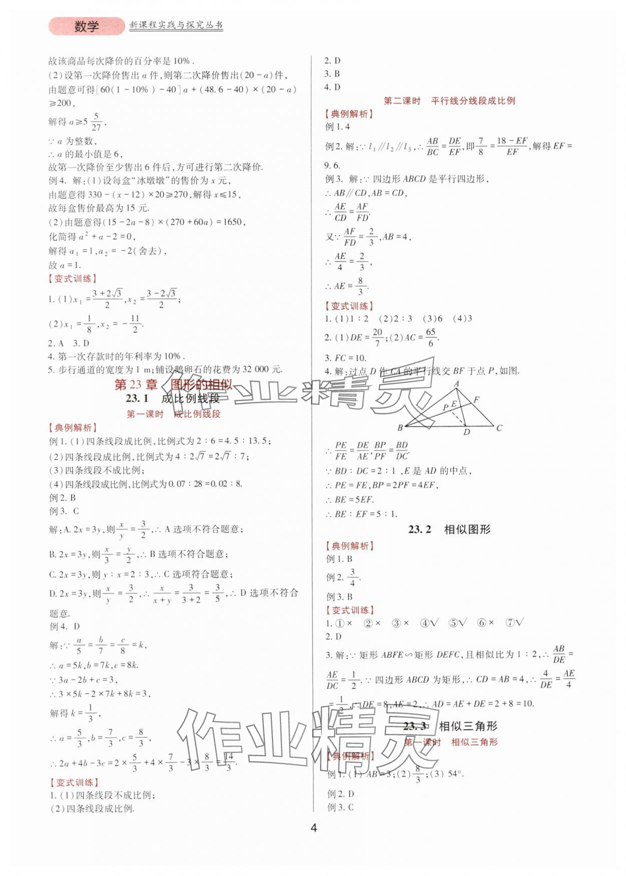 2024年新课程实践与探究丛书九年级数学上册华师大版 第4页