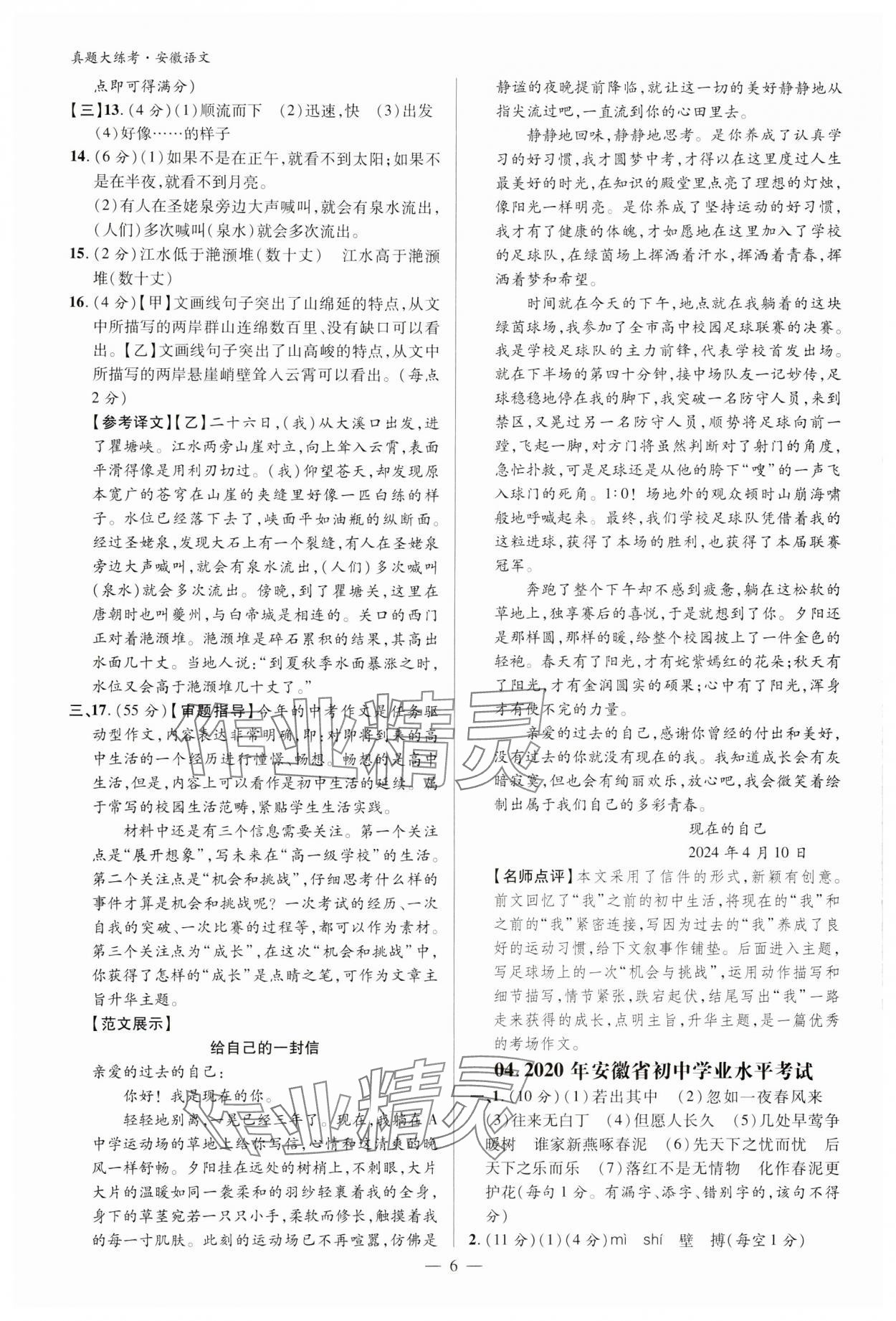 2024年中考真題大練考語文安徽專版 參考答案第5頁