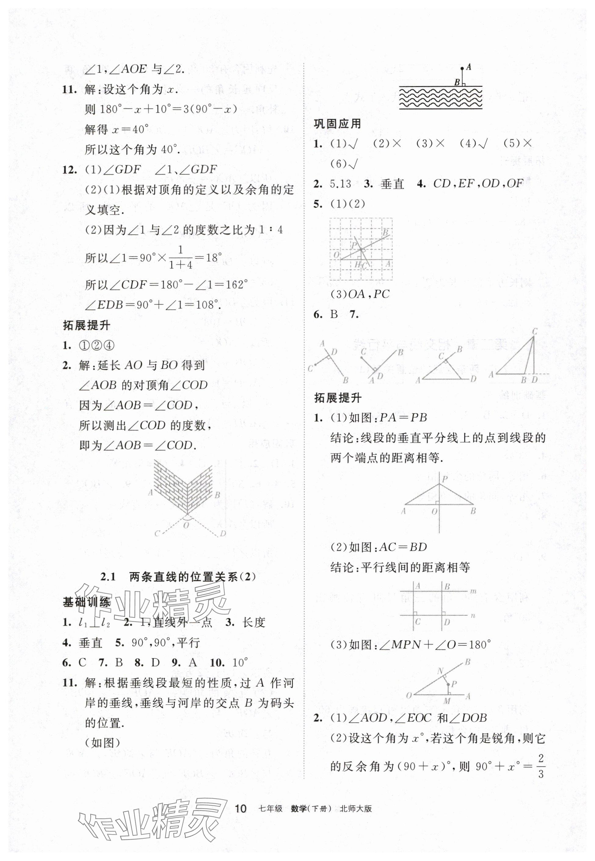 2024年学习之友七年级数学下册北师大版 参考答案第10页