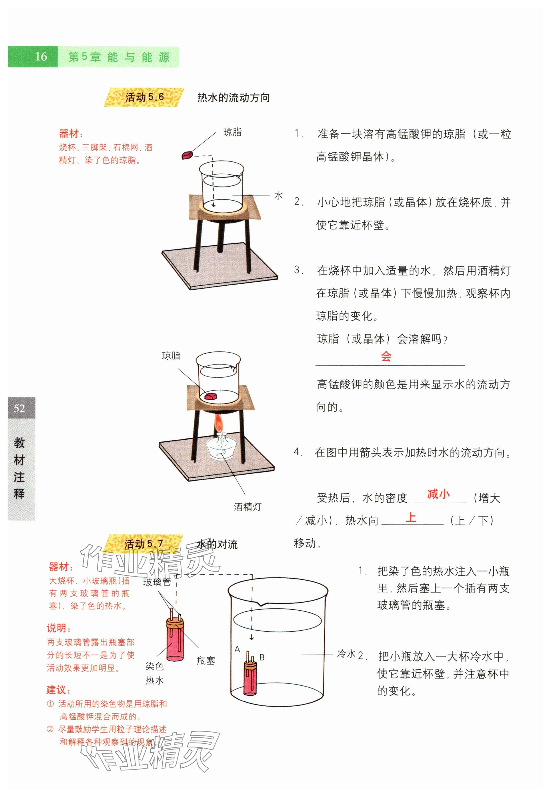 2024年教材課本六年級科學(xué)下冊滬教版五四制 參考答案第16頁