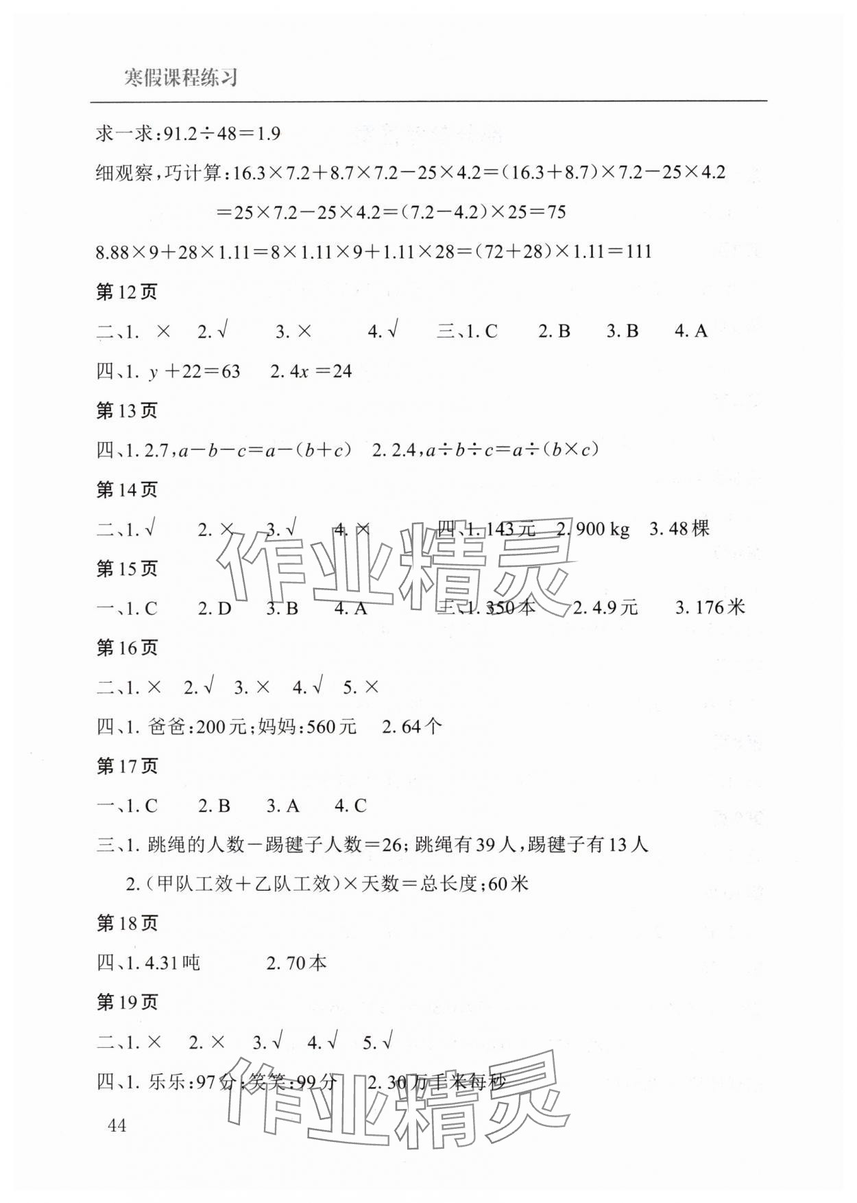 2025年寒假课程练习南方出版社五年级数学 第2页