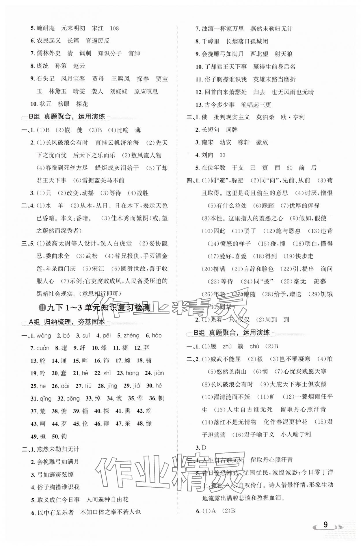 2024年新课标新中考浙江中考语文 参考答案第9页